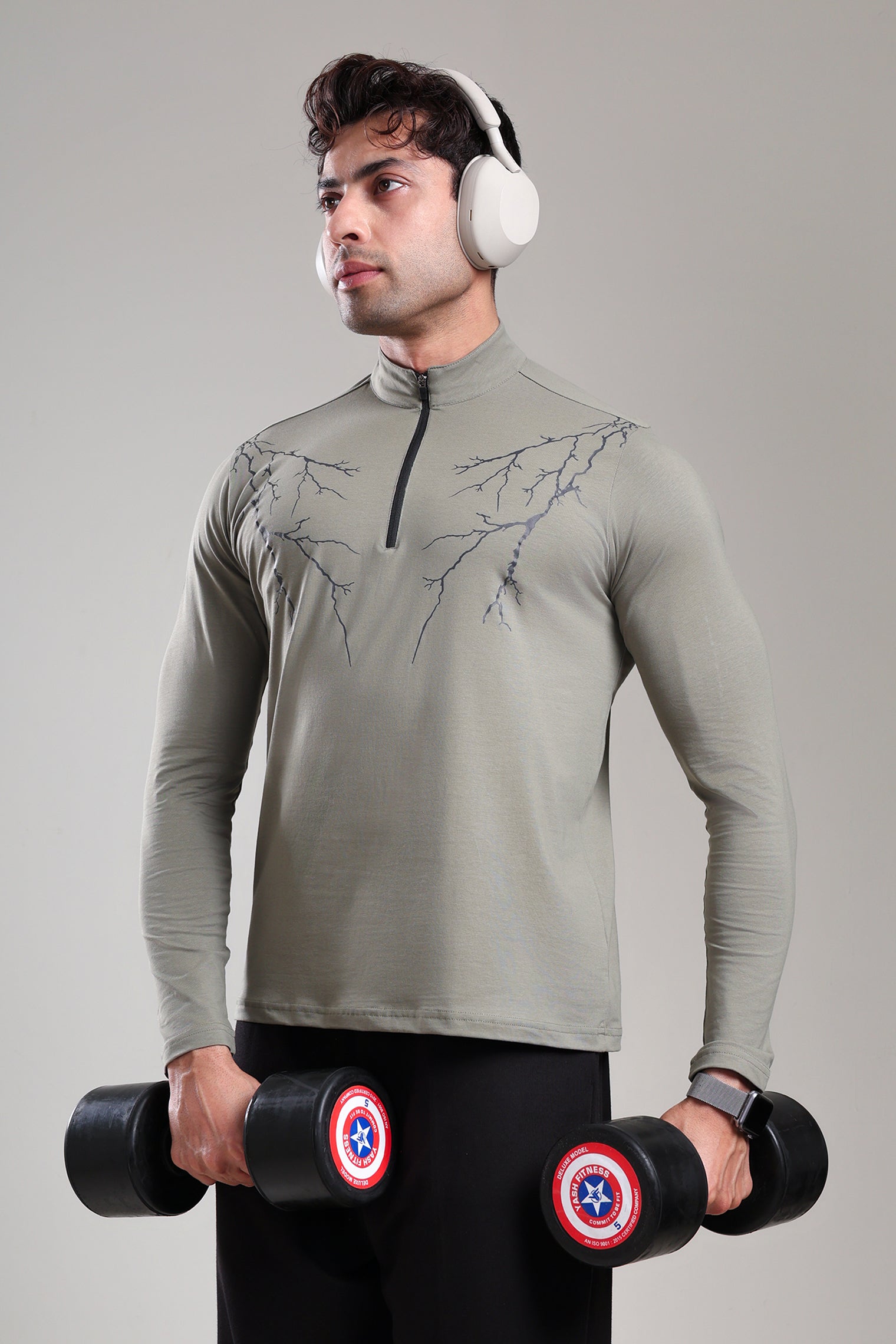 GROW ThunderFlex Zip Tshirt Mid Grey