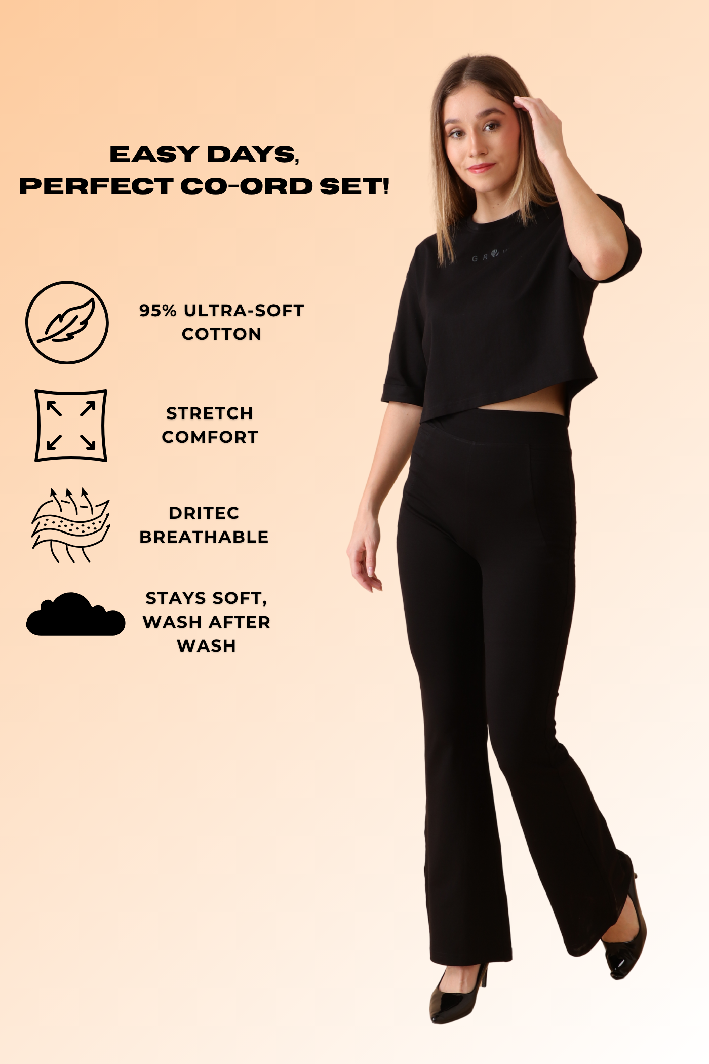 GROW Lounge Luxe Co-ord Set Bae Black