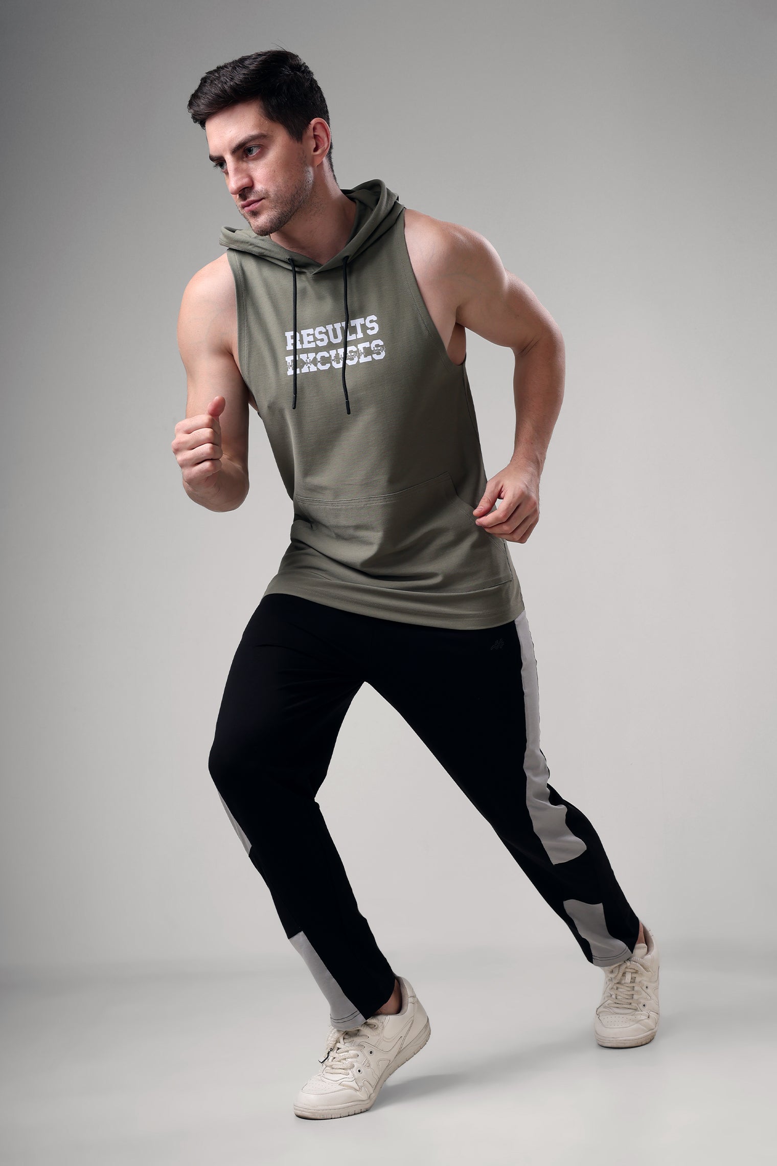 Results Sleeveless Hoodie Mid Grey