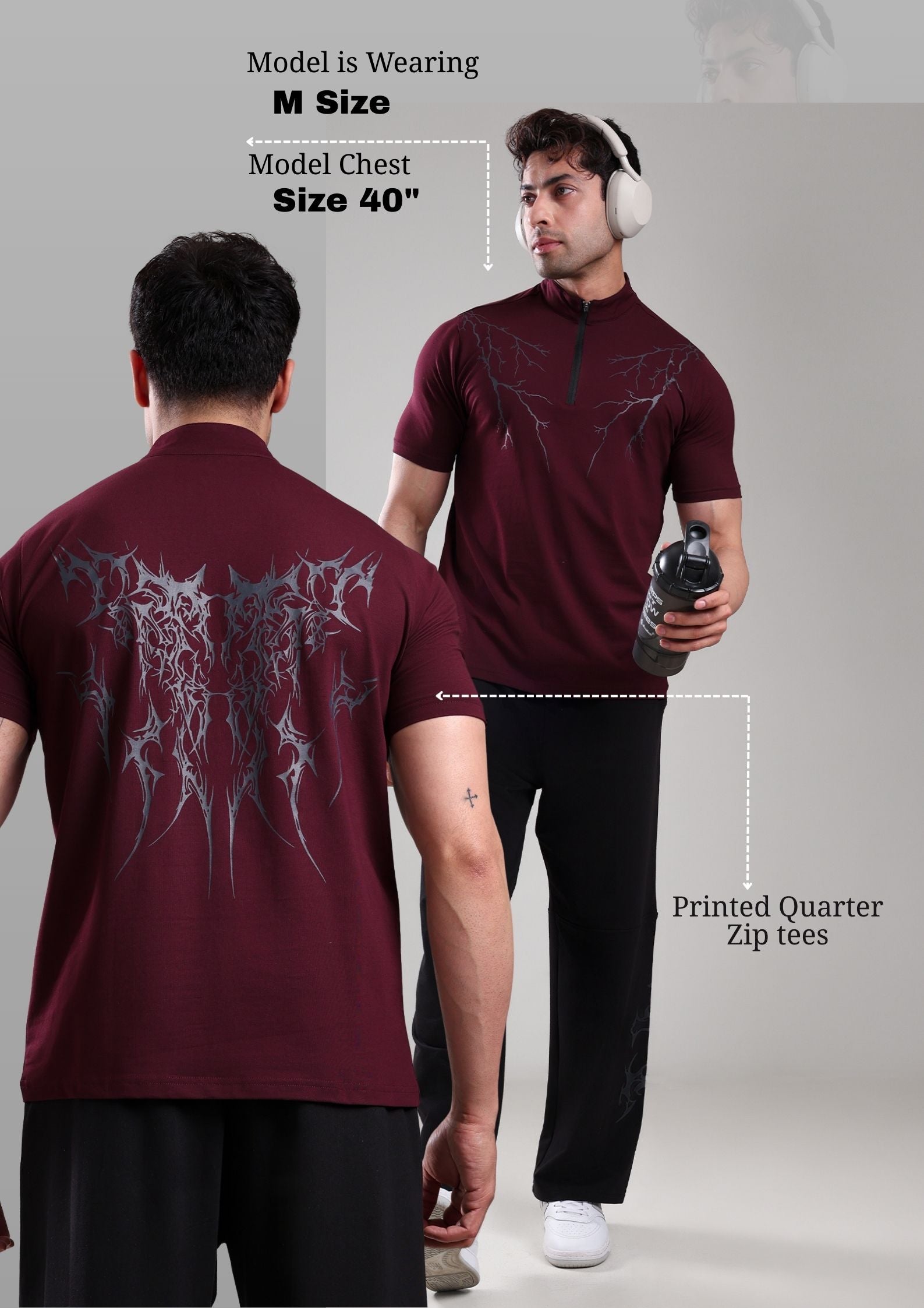 GROW AlphaFlex Quarter Zip Tshirt Wine
