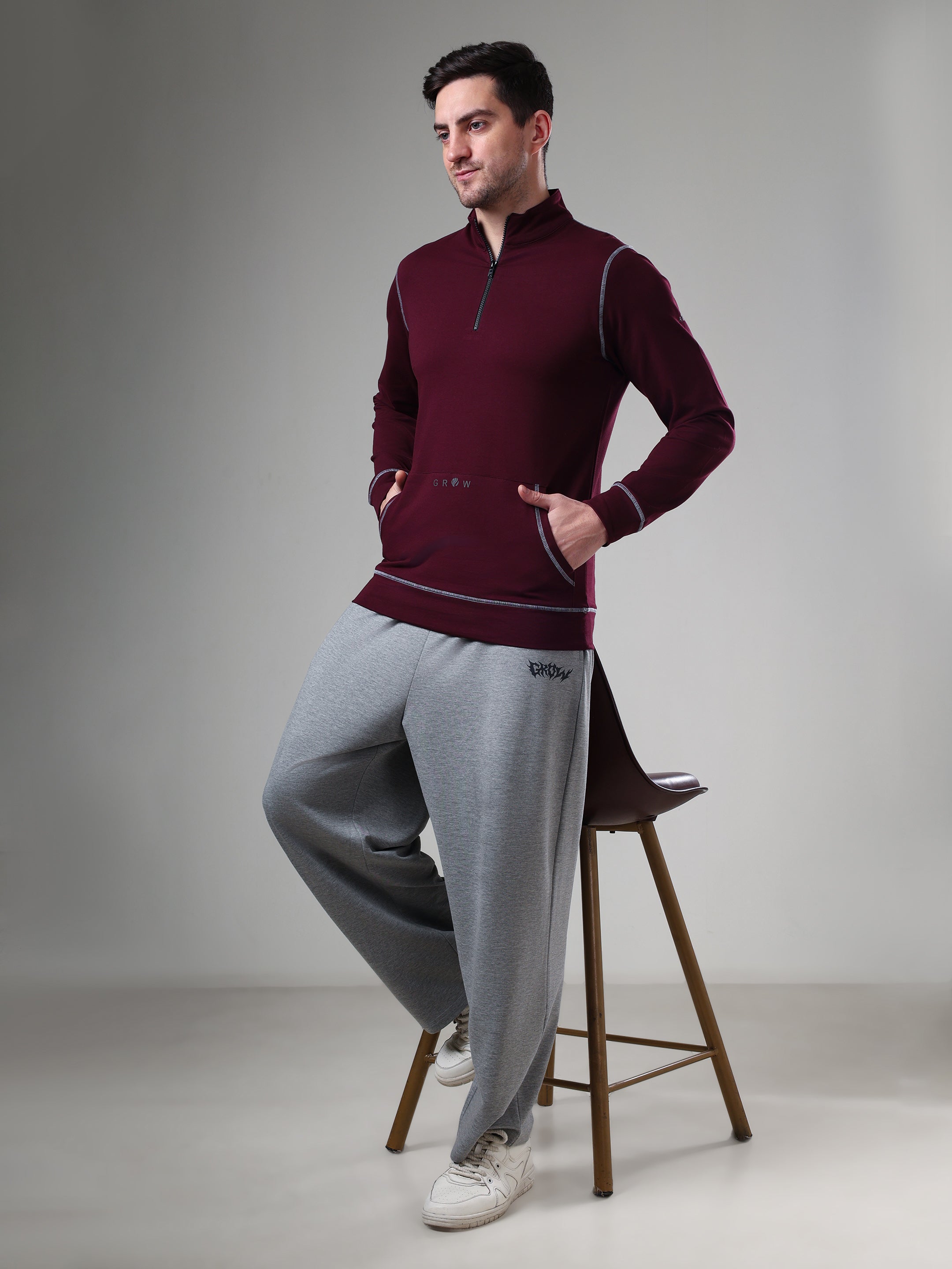 Grow 5T Pullover Wine Grey