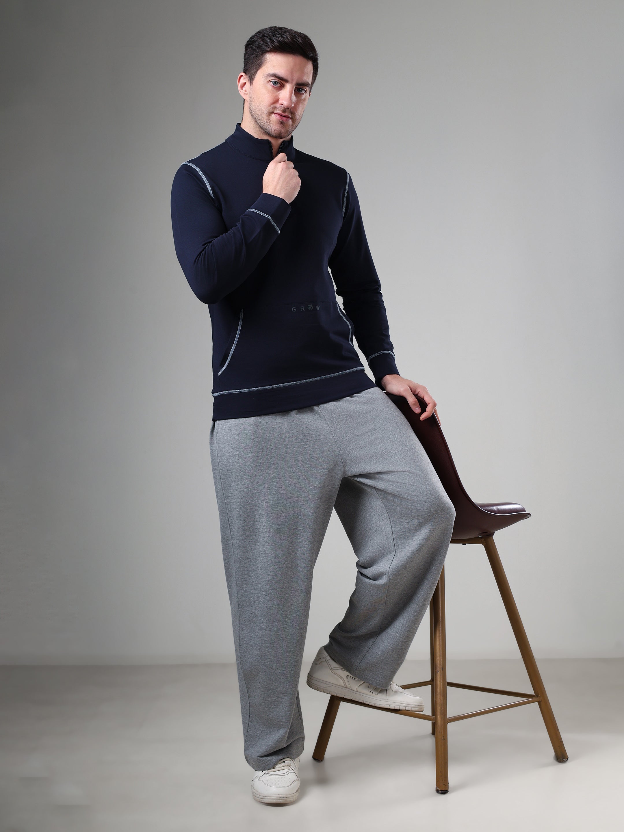 Grow 5T Pullover Navy Grey