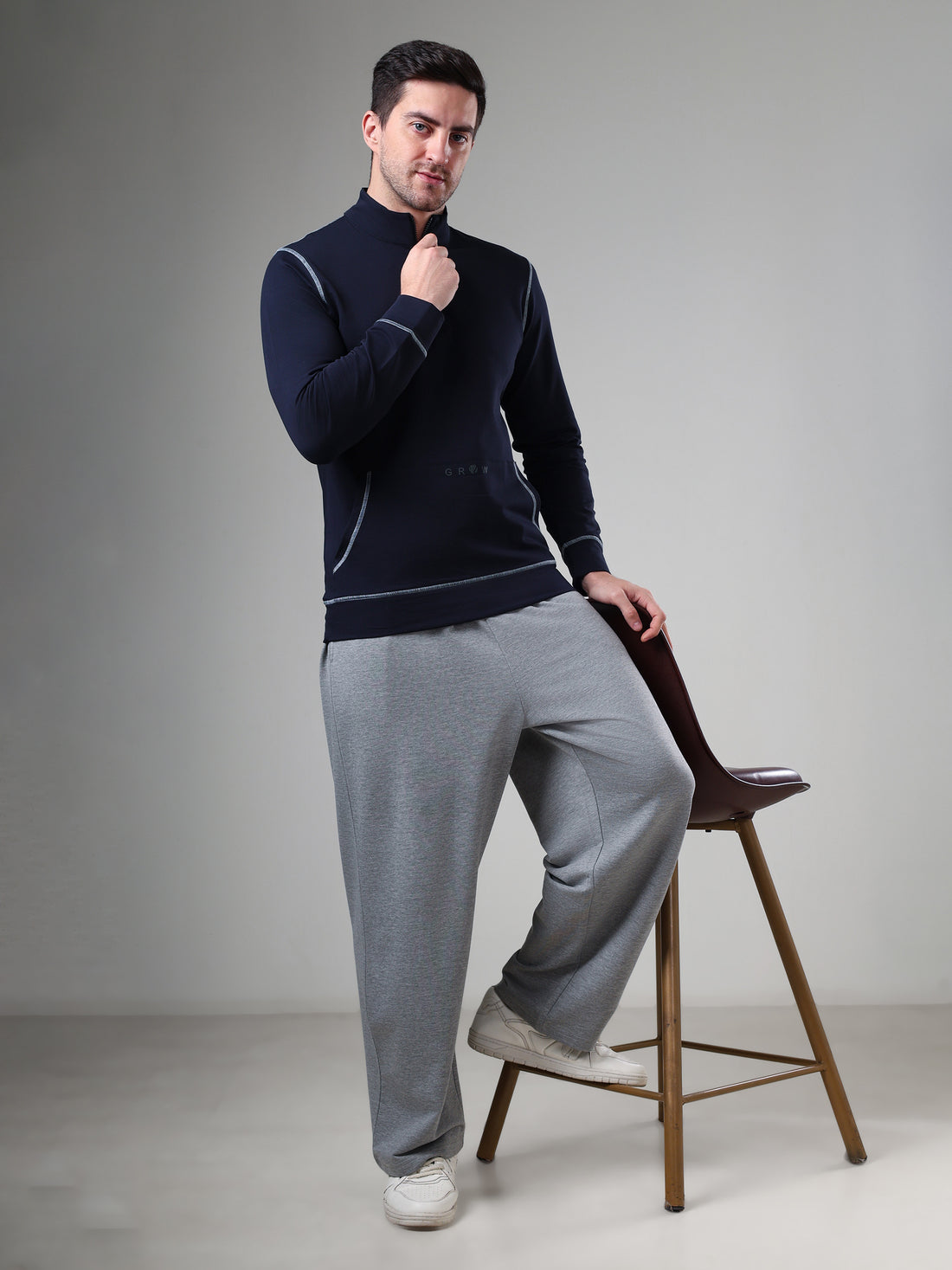 Grow 5T Pullover Navy Grey