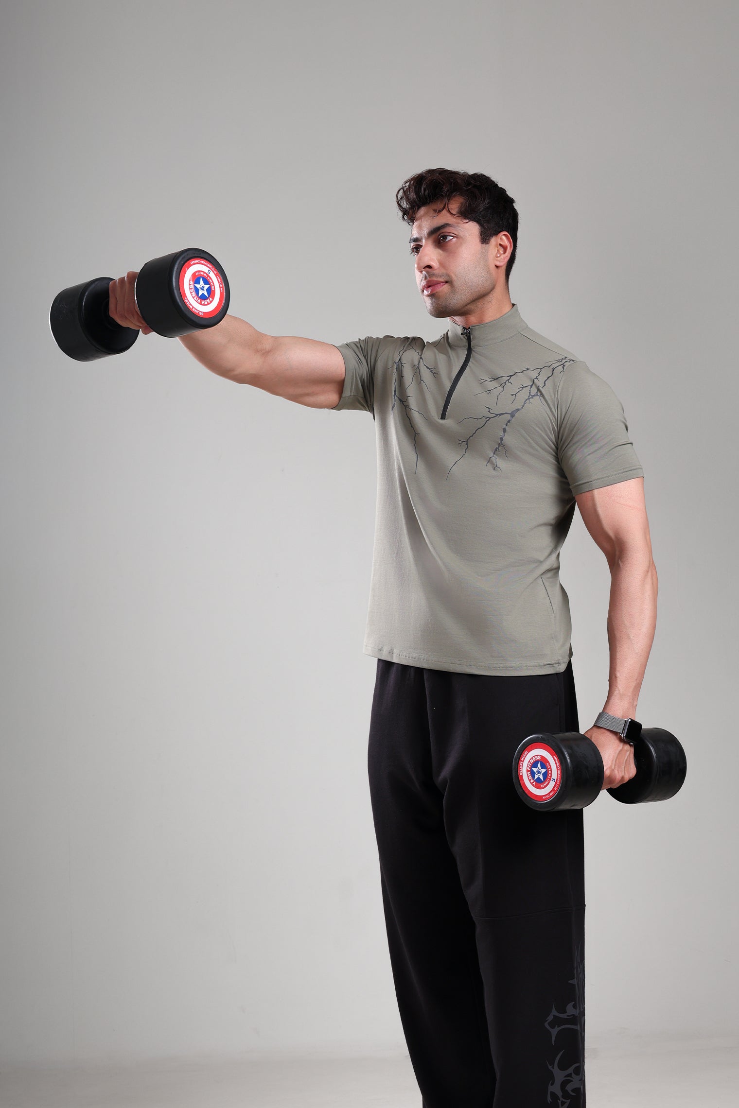 GROW AlphaFlex Quarter Zip Tshirt Mid Grey