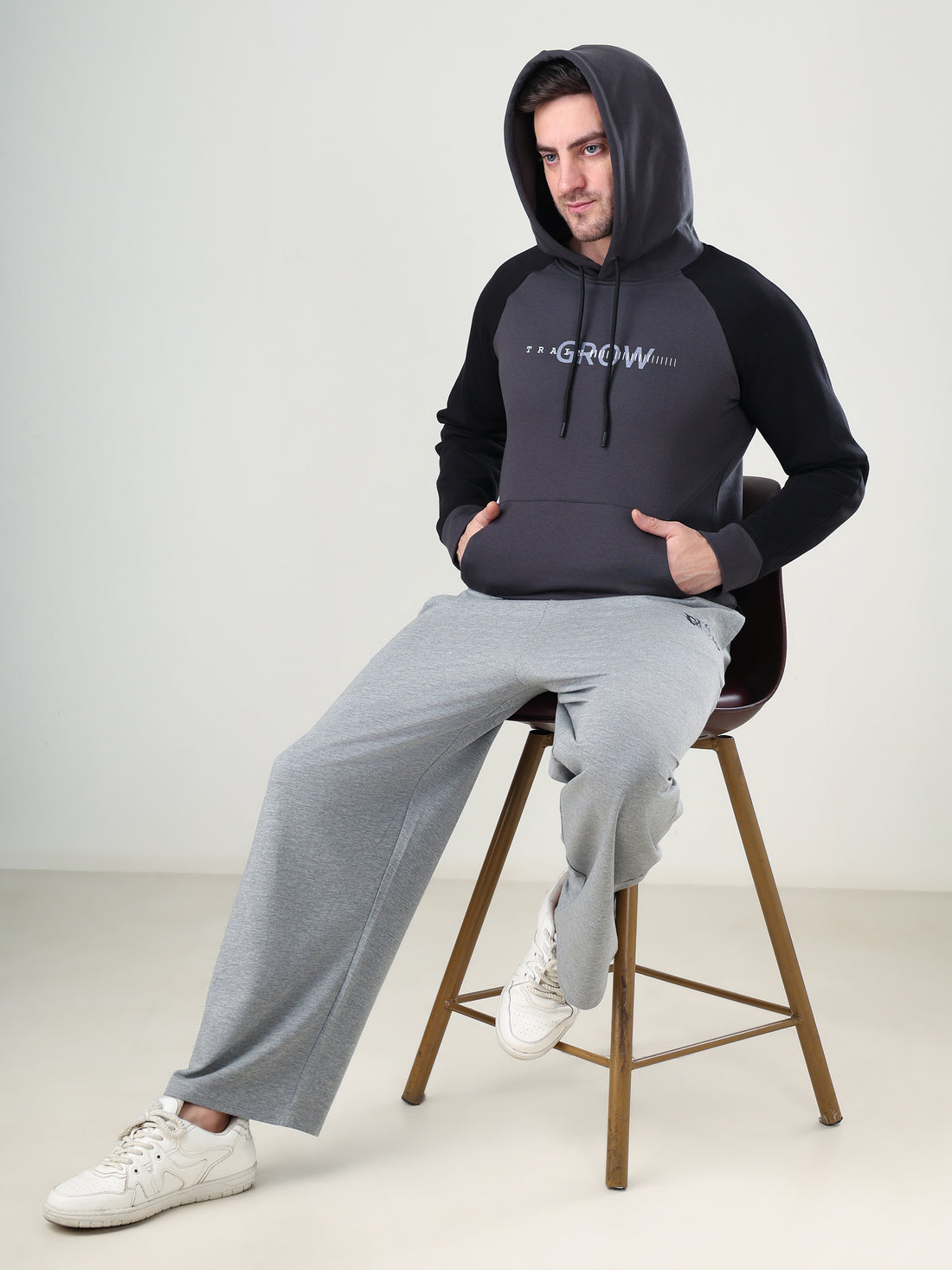 Grow Raglan Comfy Hoodie Dark Grey