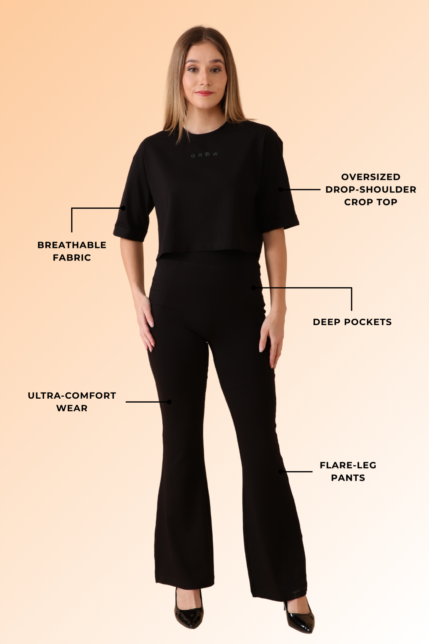 GROW Lounge Luxe Co-ord Set Bae Black