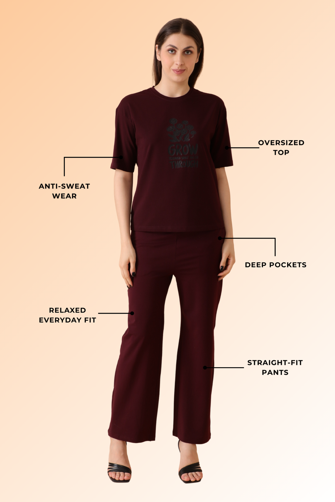 Cloud Nine Co-ord set Wine Dusk