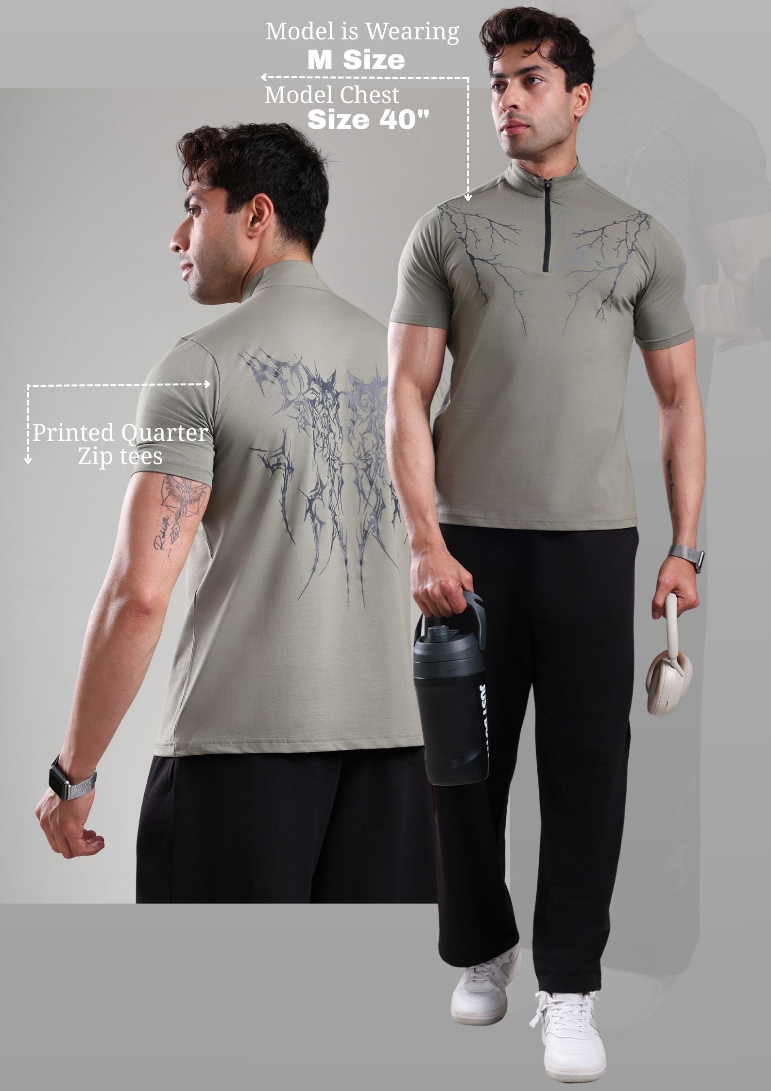 GROW AlphaFlex Quarter Zip Tshirt Mid Grey