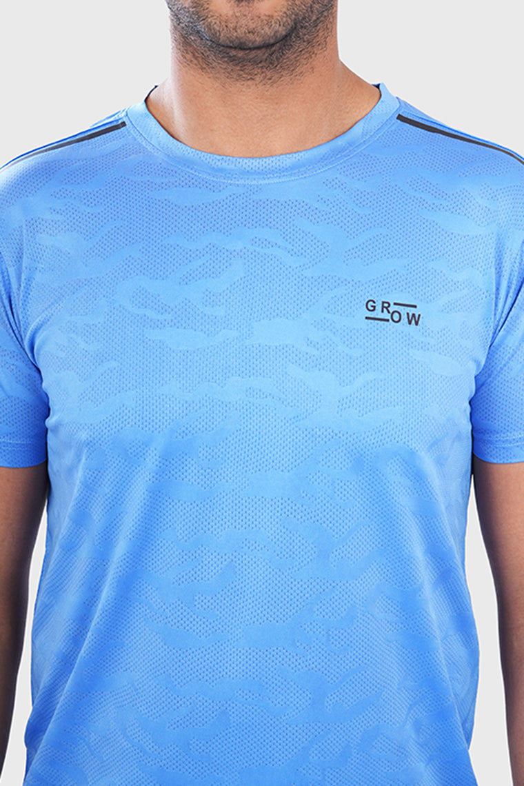 Breathable Jacquard T-shirt Navy