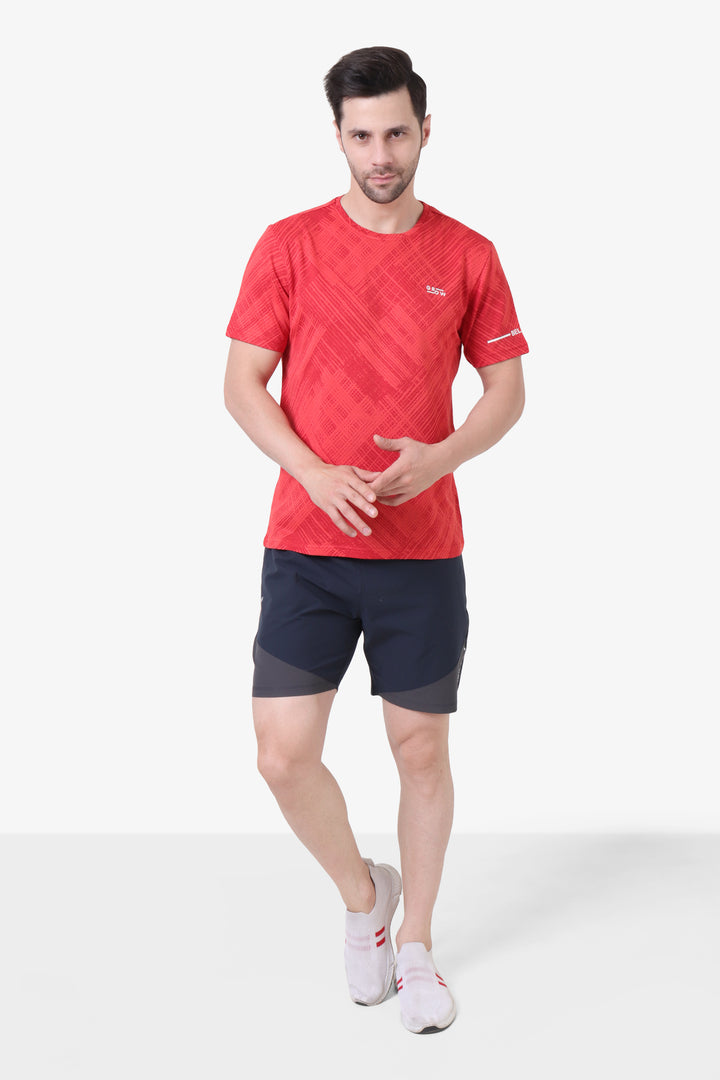 Ace Performance Stylish Jacquard T-Shirt Red