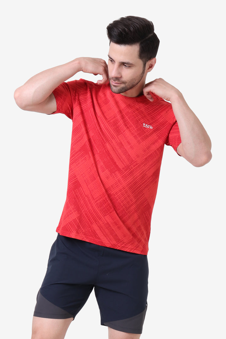 Ace Performance Stylish Jacquard T-Shirt Red