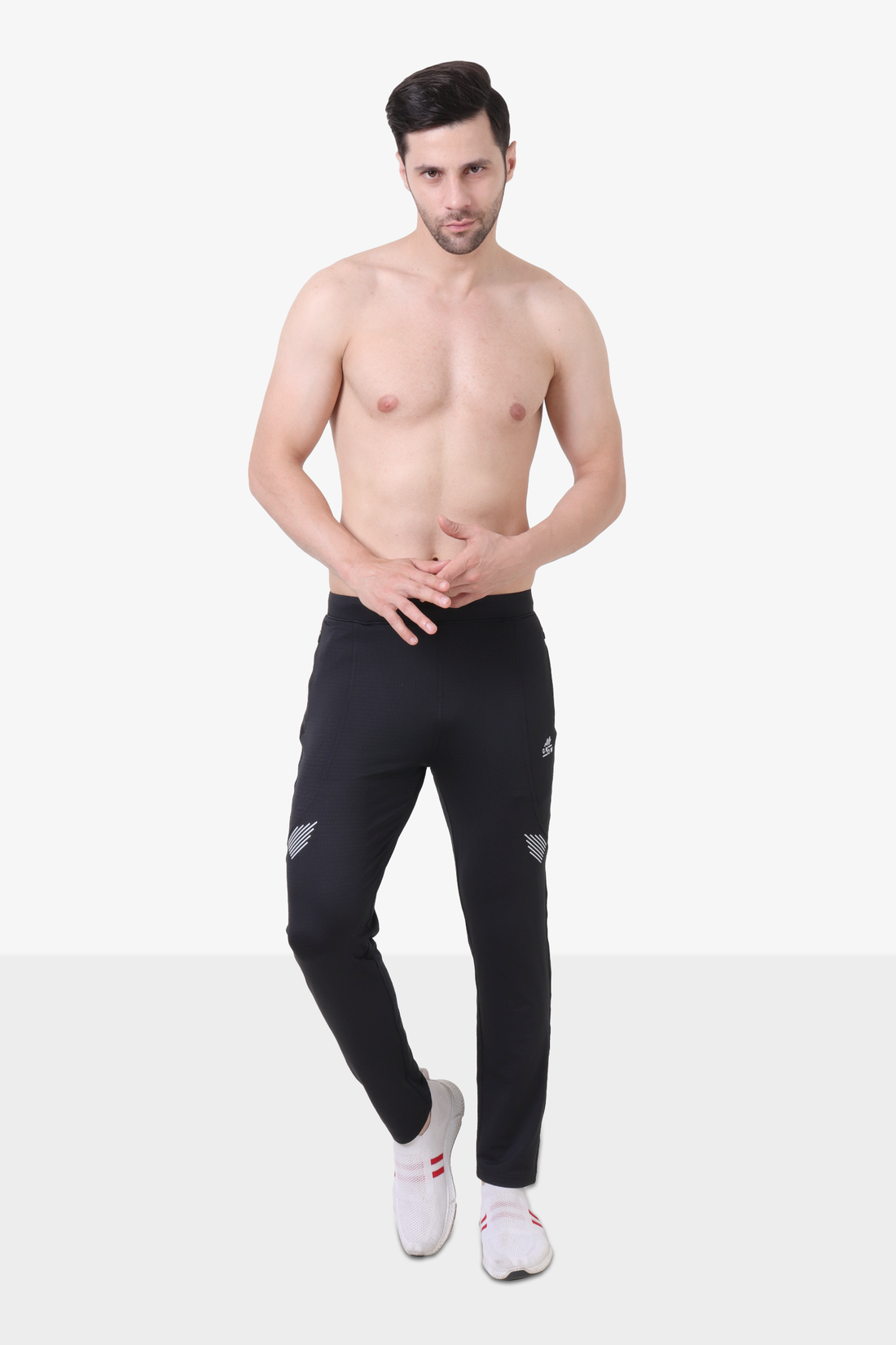 Brick Jacquard Polyester Spandex Track Pant Black