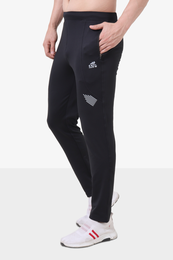 Brick Jacquard Polyester Spandex Track Pant Black