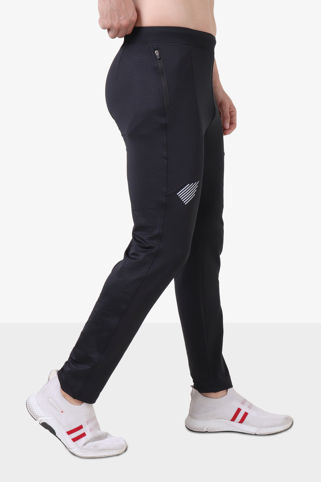 Brick Jacquard Polyester Spandex Track Pant Black