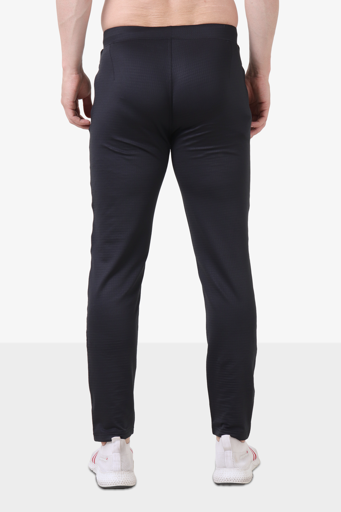 Brick Jacquard Polyester Spandex Track Pant Black
