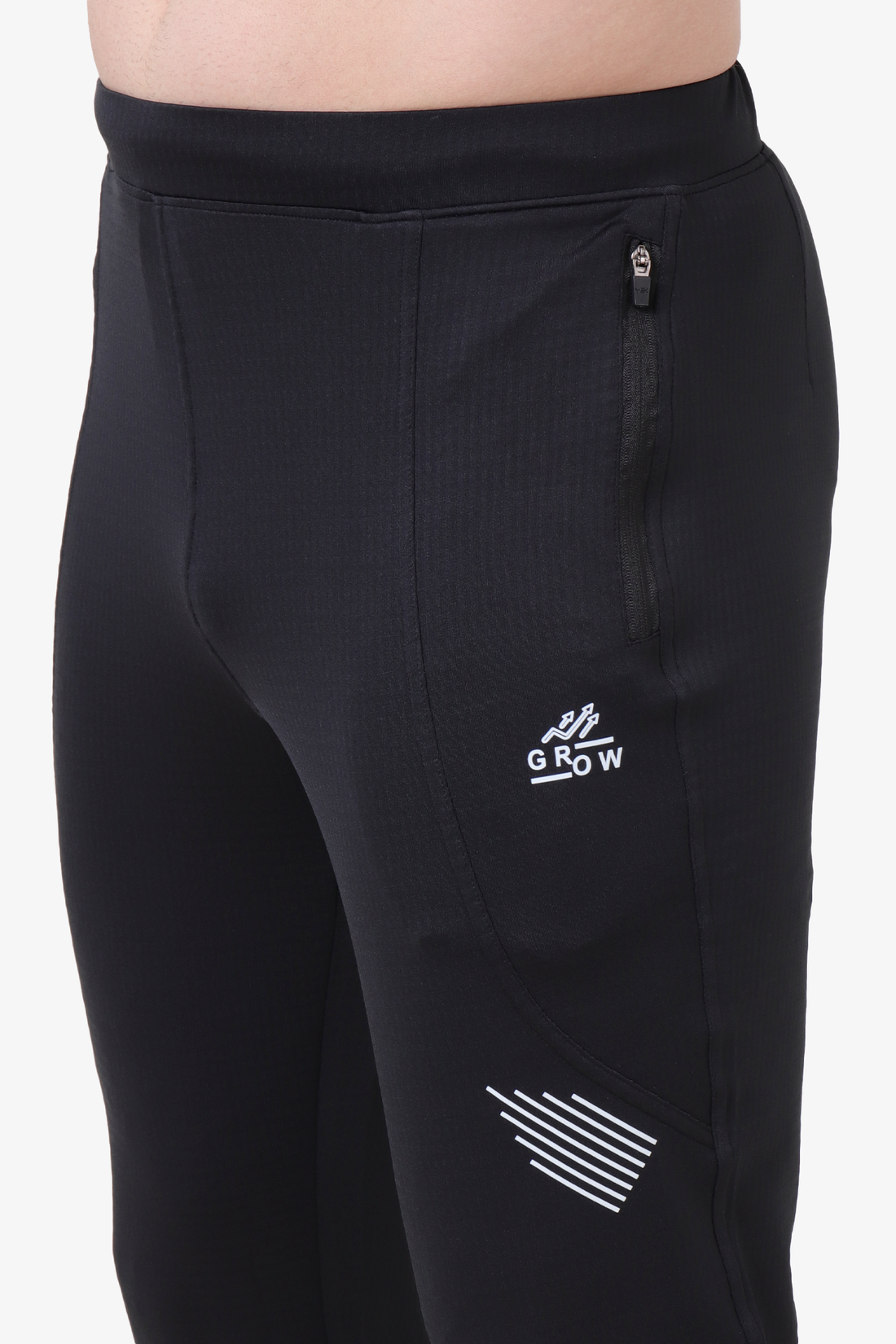 Brick Jacquard Polyester Spandex Track Pant Black