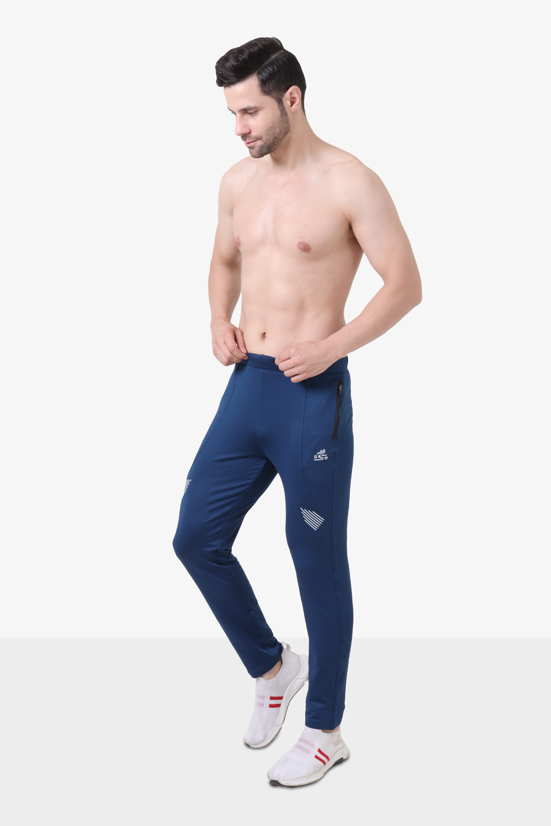 Brick Jacquard Polyester Spandex Lower Classic Blue