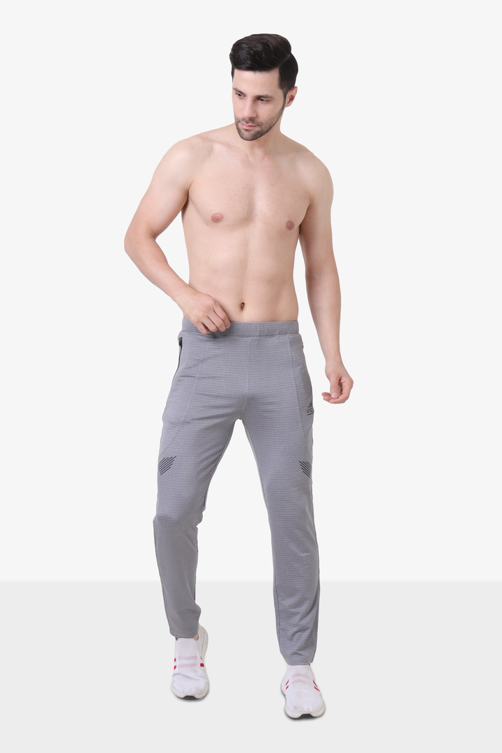 Brick Jacquard Polyester Spandex Track Pant Grey