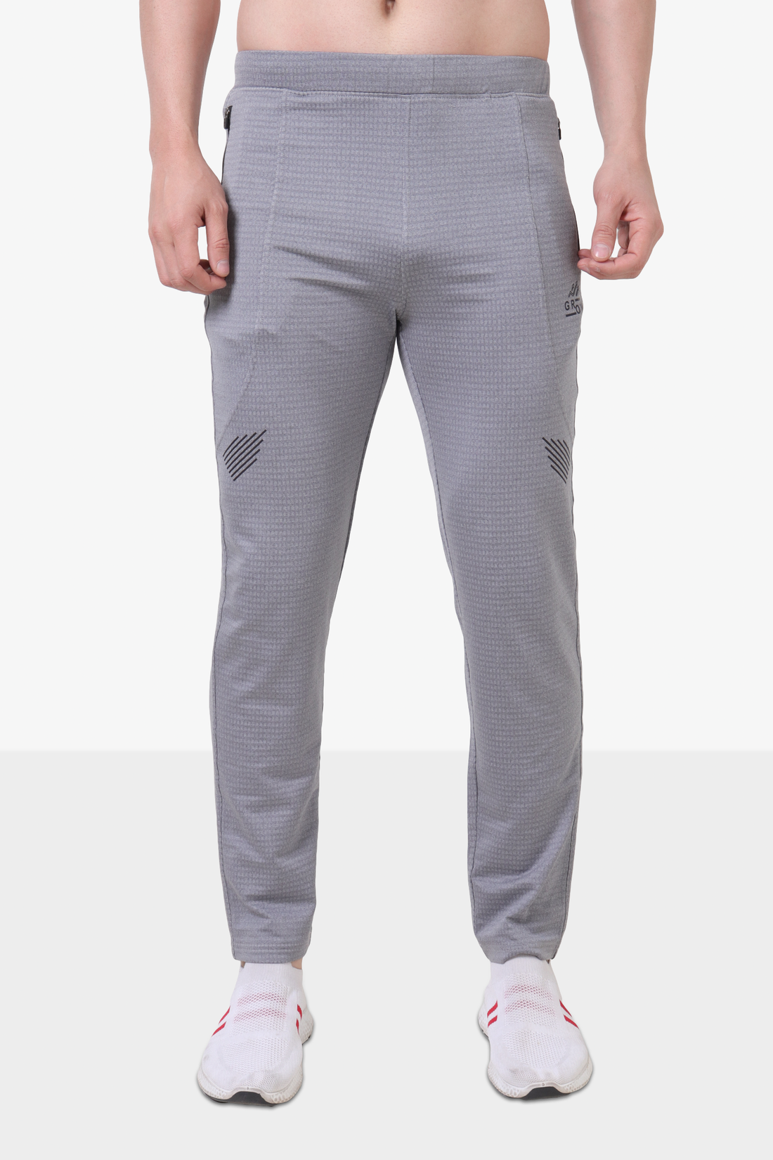 Brick Jacquard Polyester Spandex Track Pant Grey