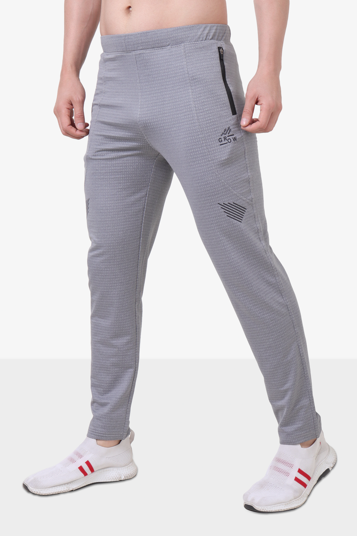 Brick Jacquard Polyester Spandex Track Pant Grey