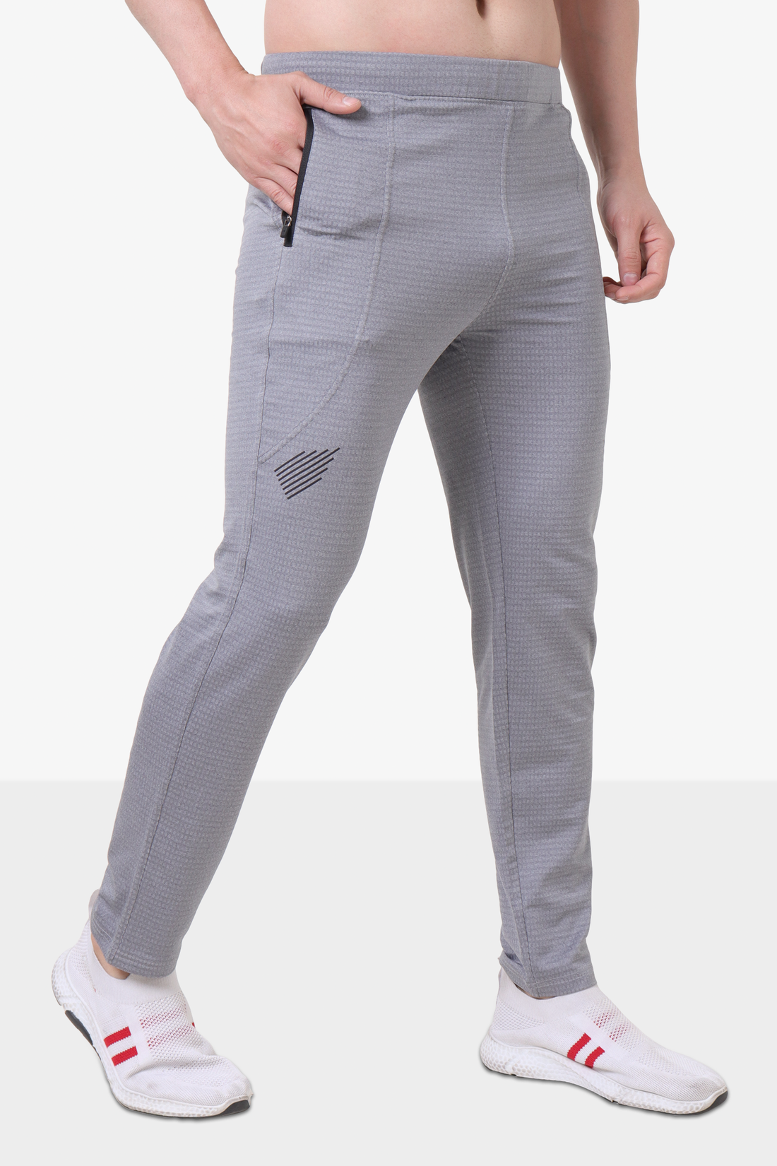 Brick Jacquard Polyester Spandex Track Pant Grey