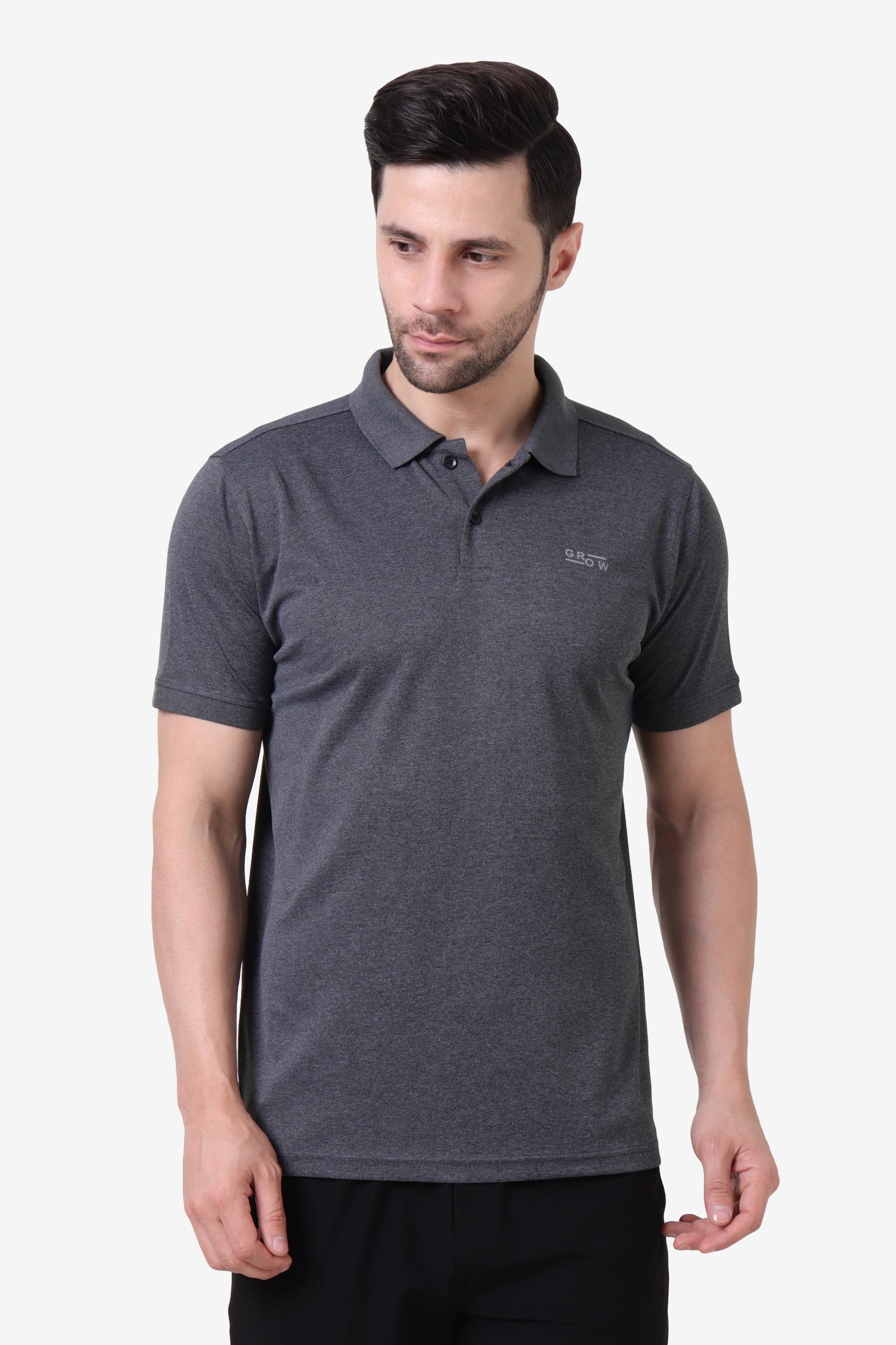 Melange Polo T-Shirt Black