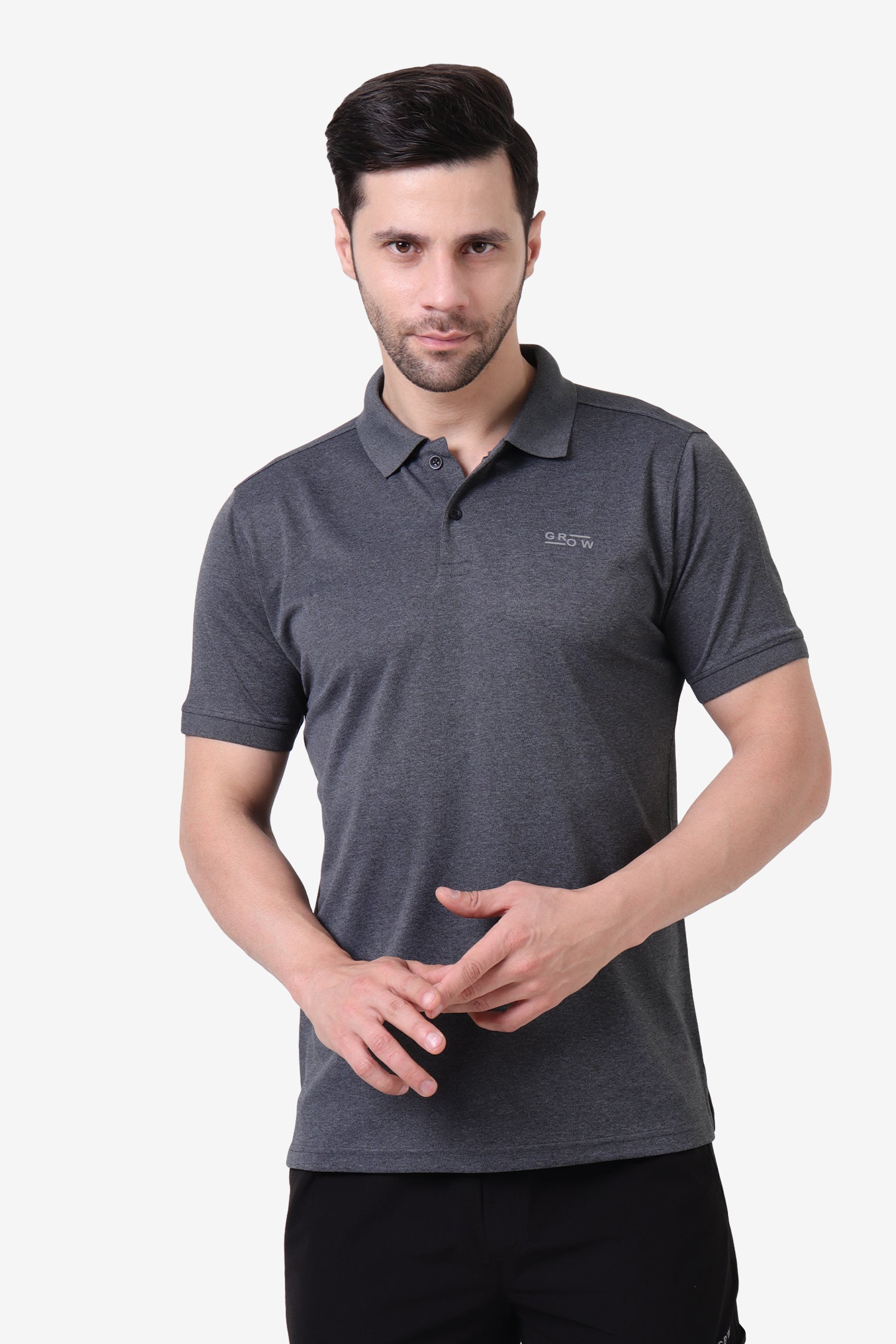 Melange Polo T-Shirt Black