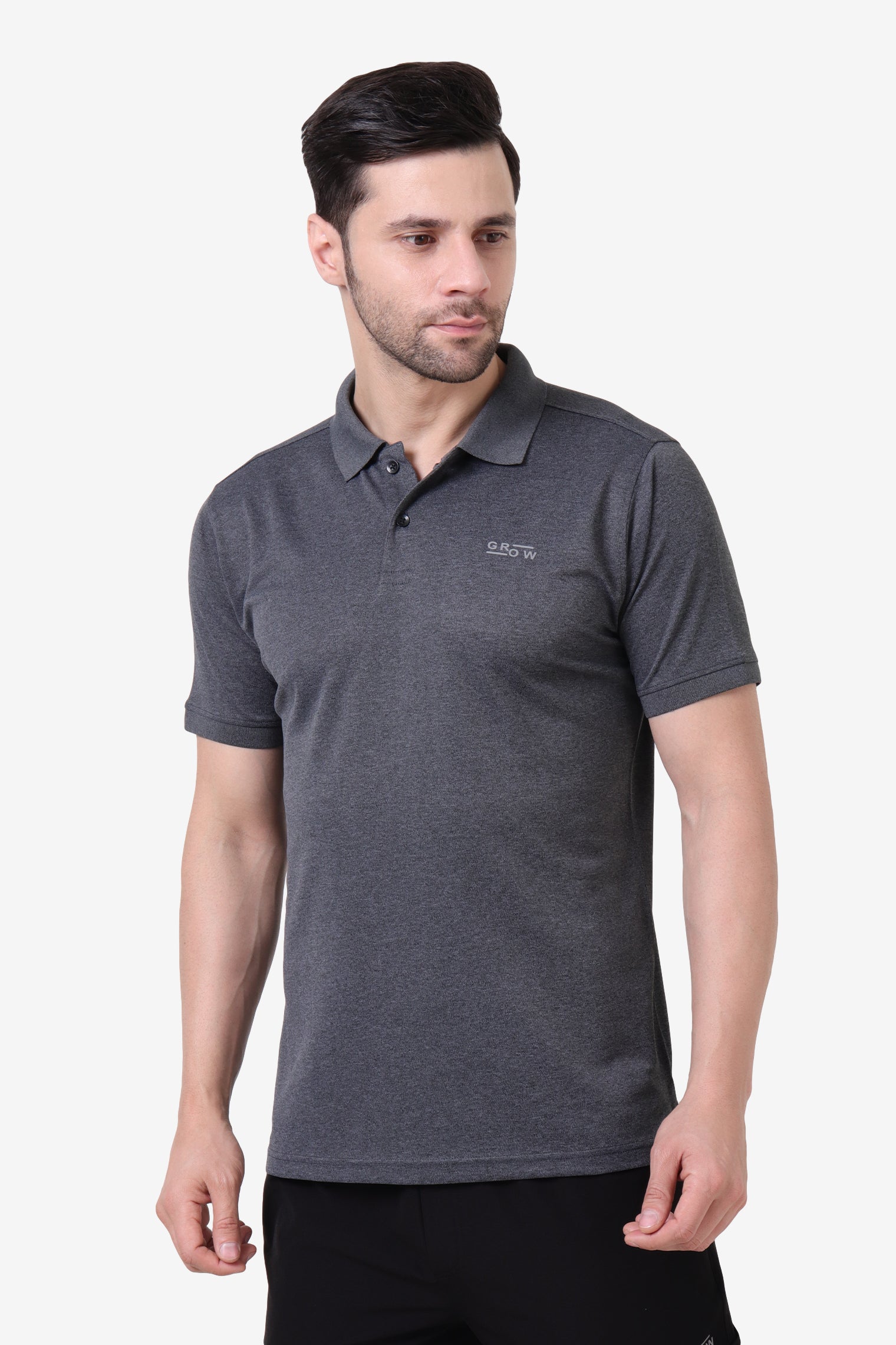 Melange Polo T-Shirt Black