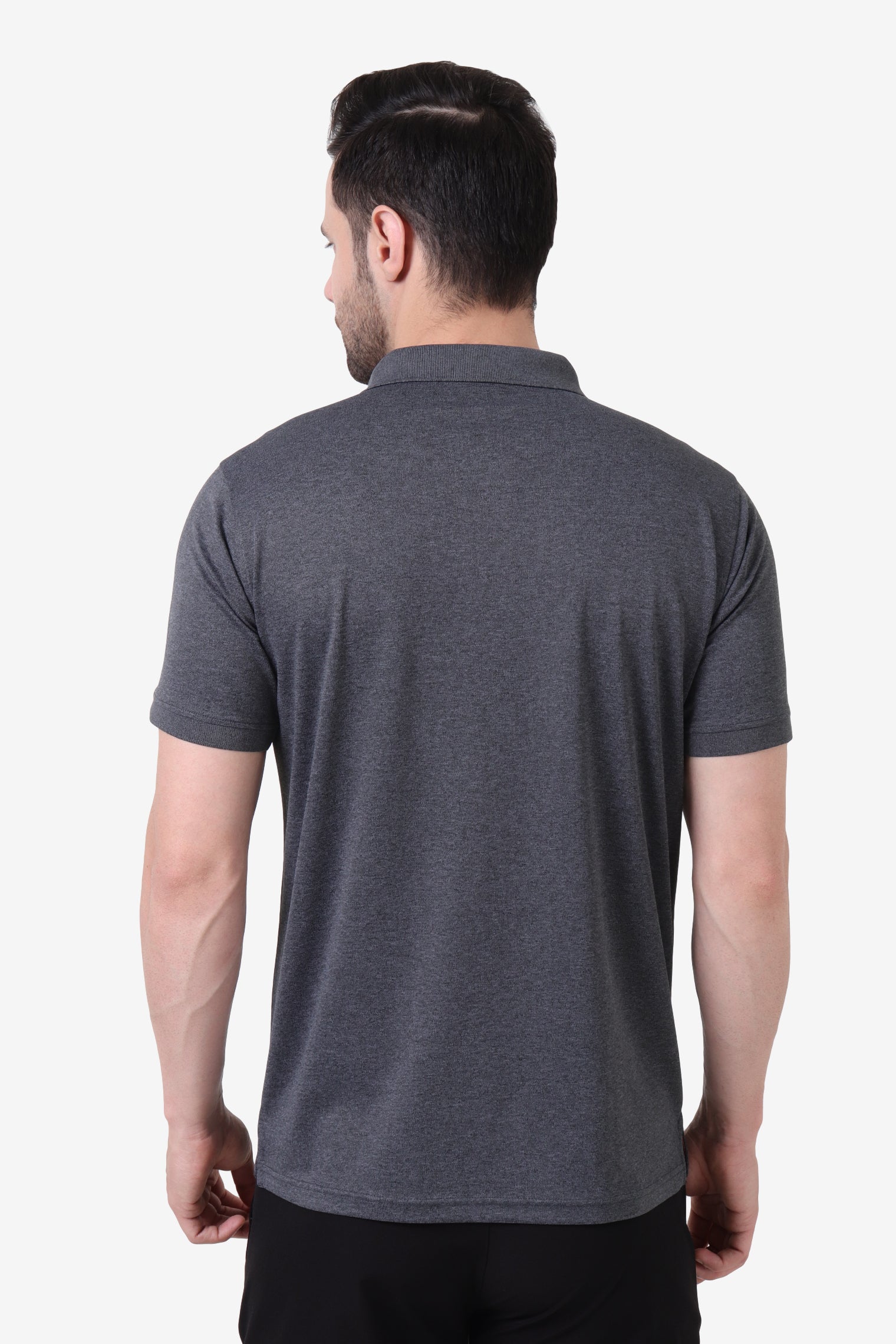 Melange Polo T-Shirt Black