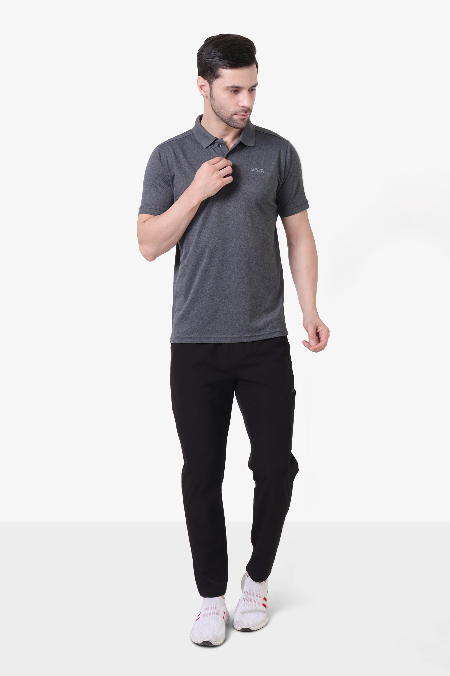 Melange Polo T-Shirt Black