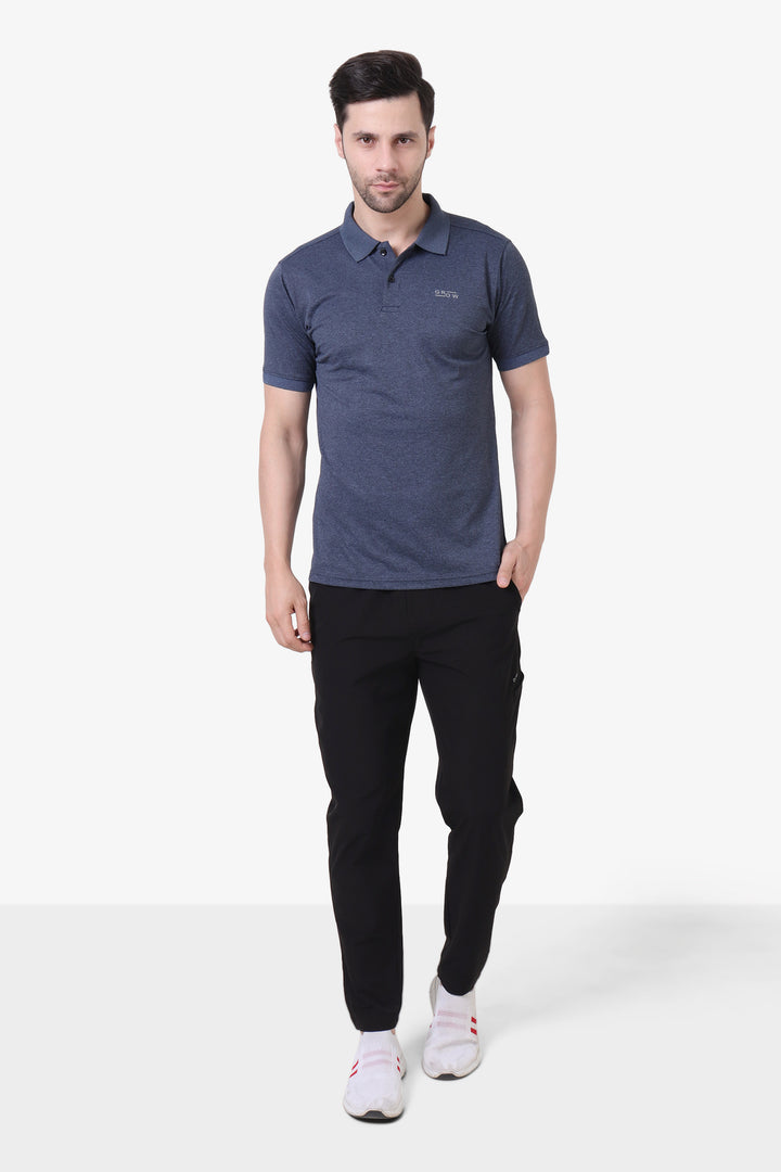 Melange Polo T-Shirt Navy