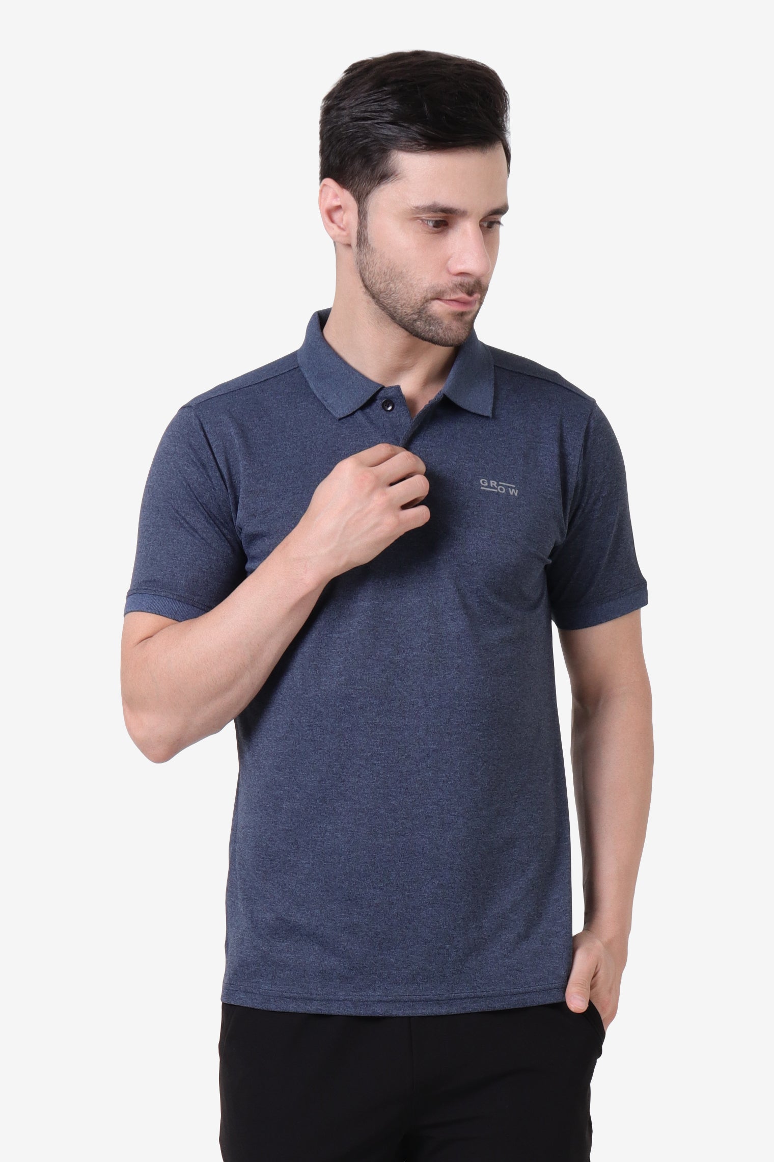 Melange Polo T-Shirt Navy