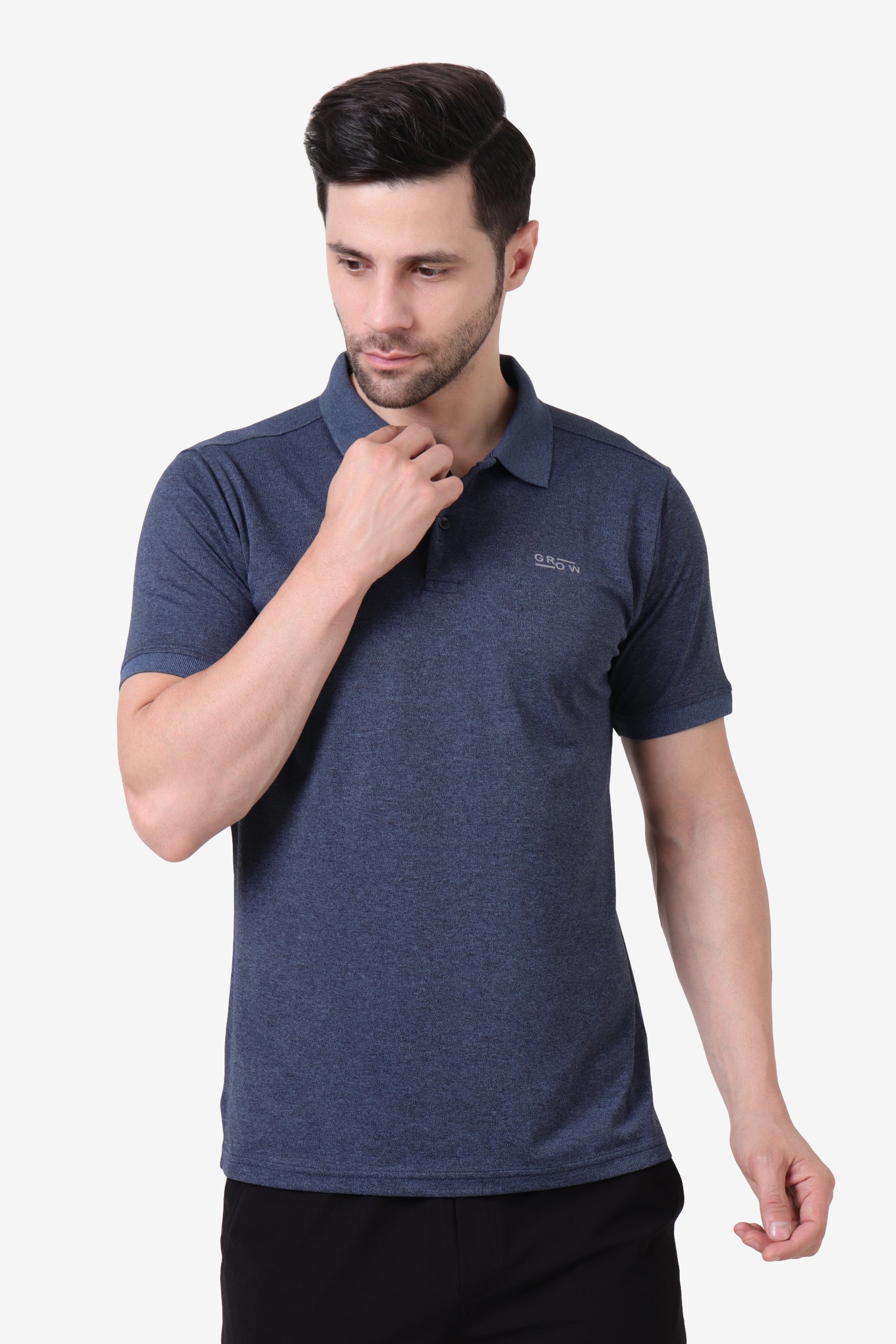 Melange Polo T-Shirt Navy