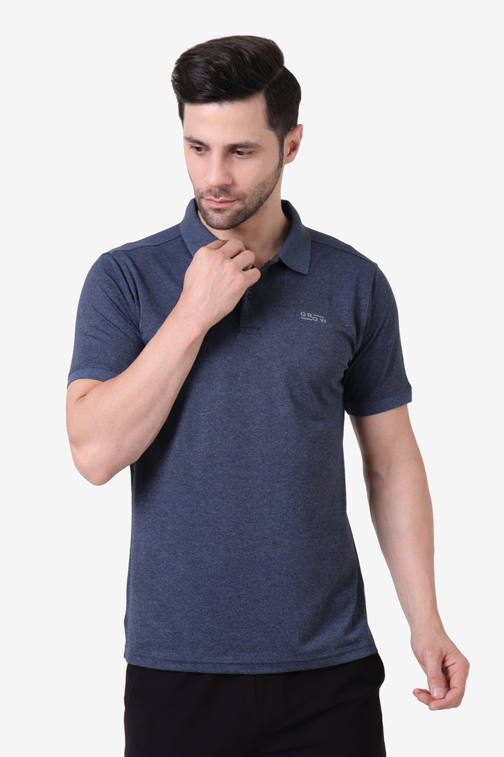 Melange Polo T-Shirt Navy