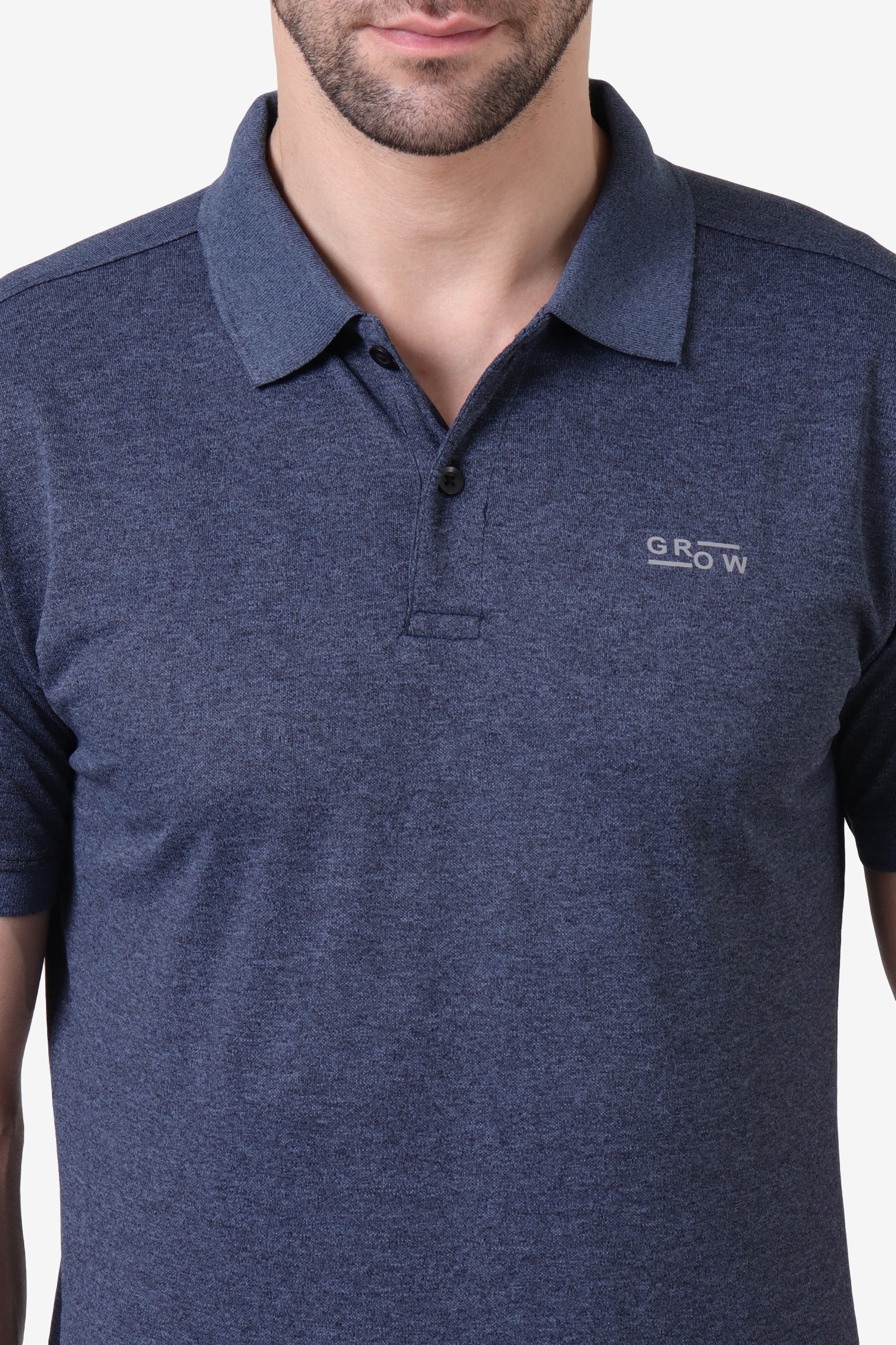 Melange Polo T-Shirt Navy