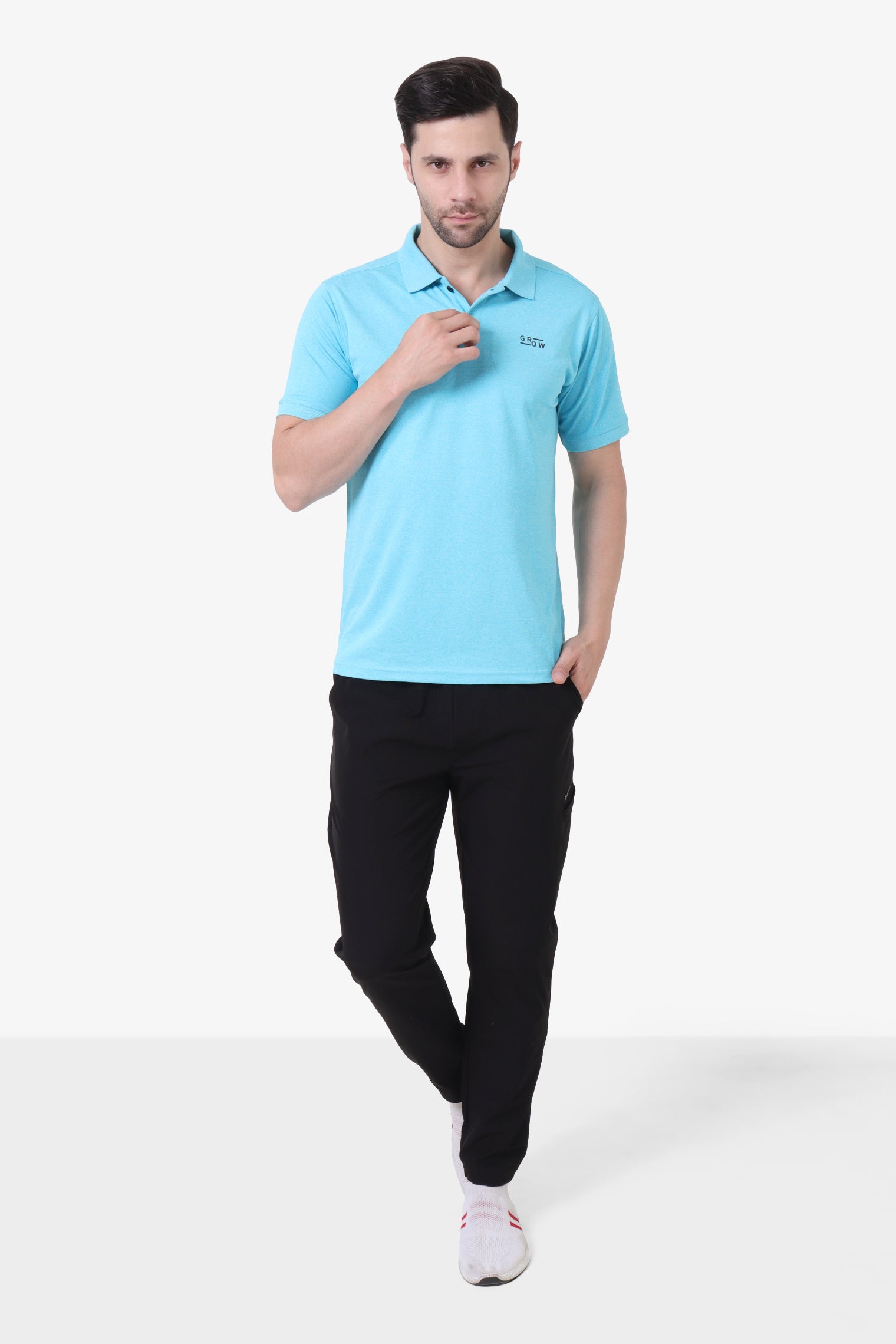 Melange Polo T-Shirt Aqua