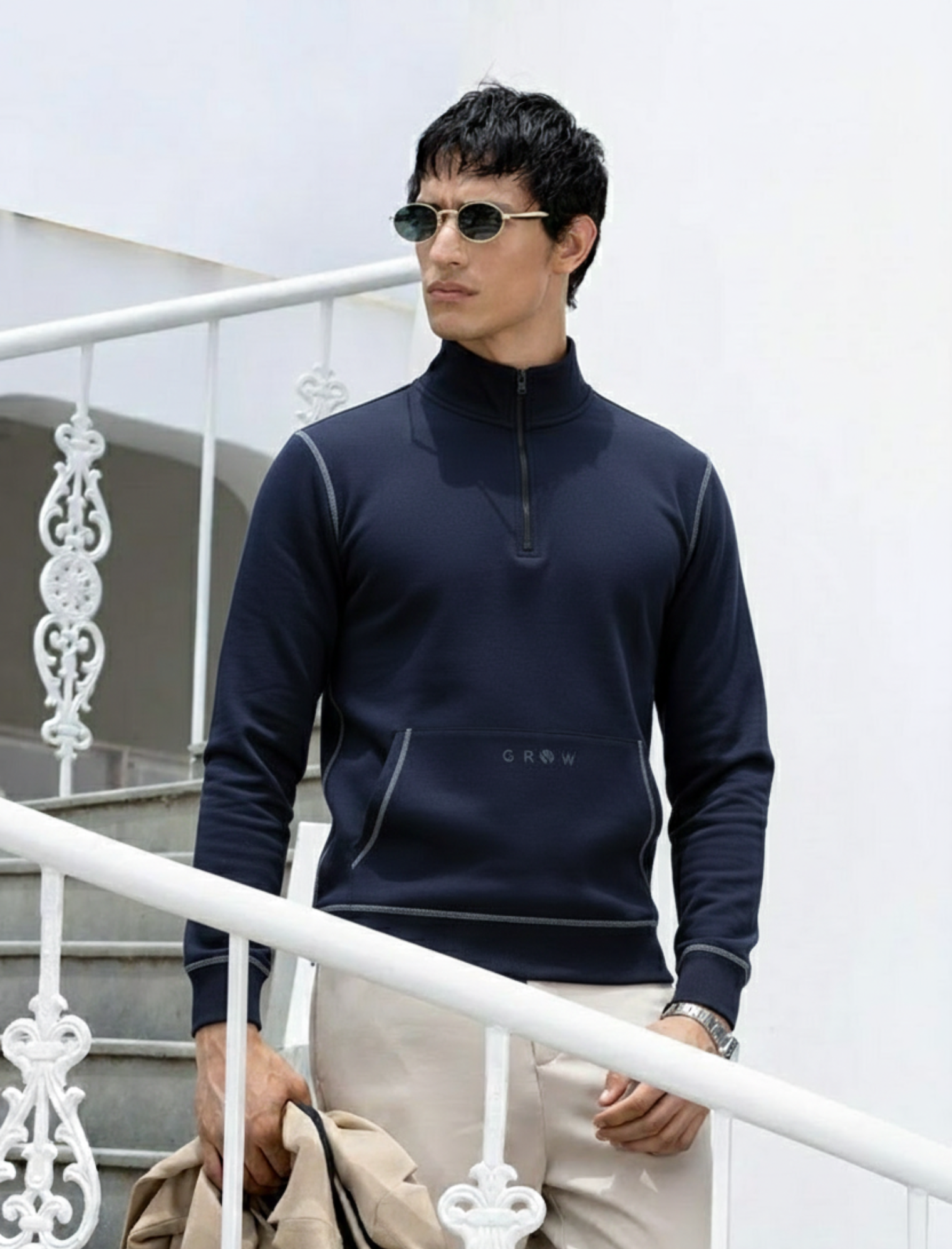 Grow 5T Pullover Navy Grey