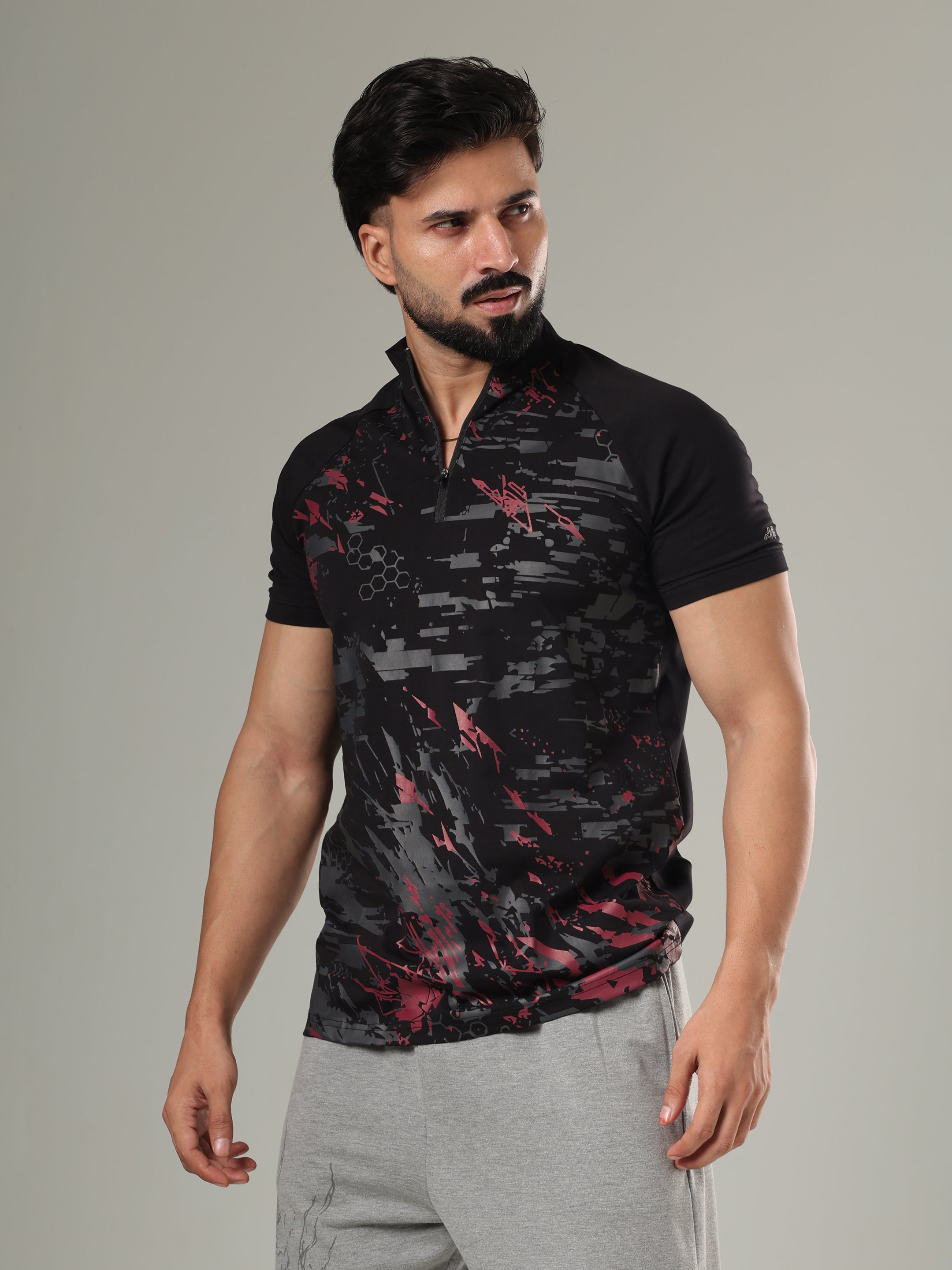 Grow Nitro Quarter Zip Tshirt Black Wine