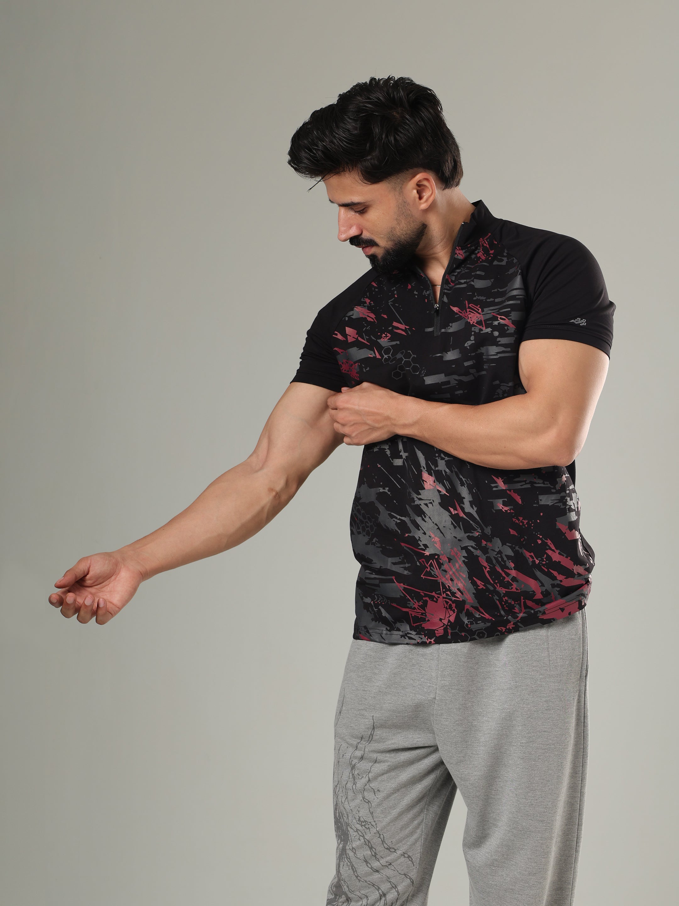 Grow Nitro Quarter Zip Tshirt Black Wine