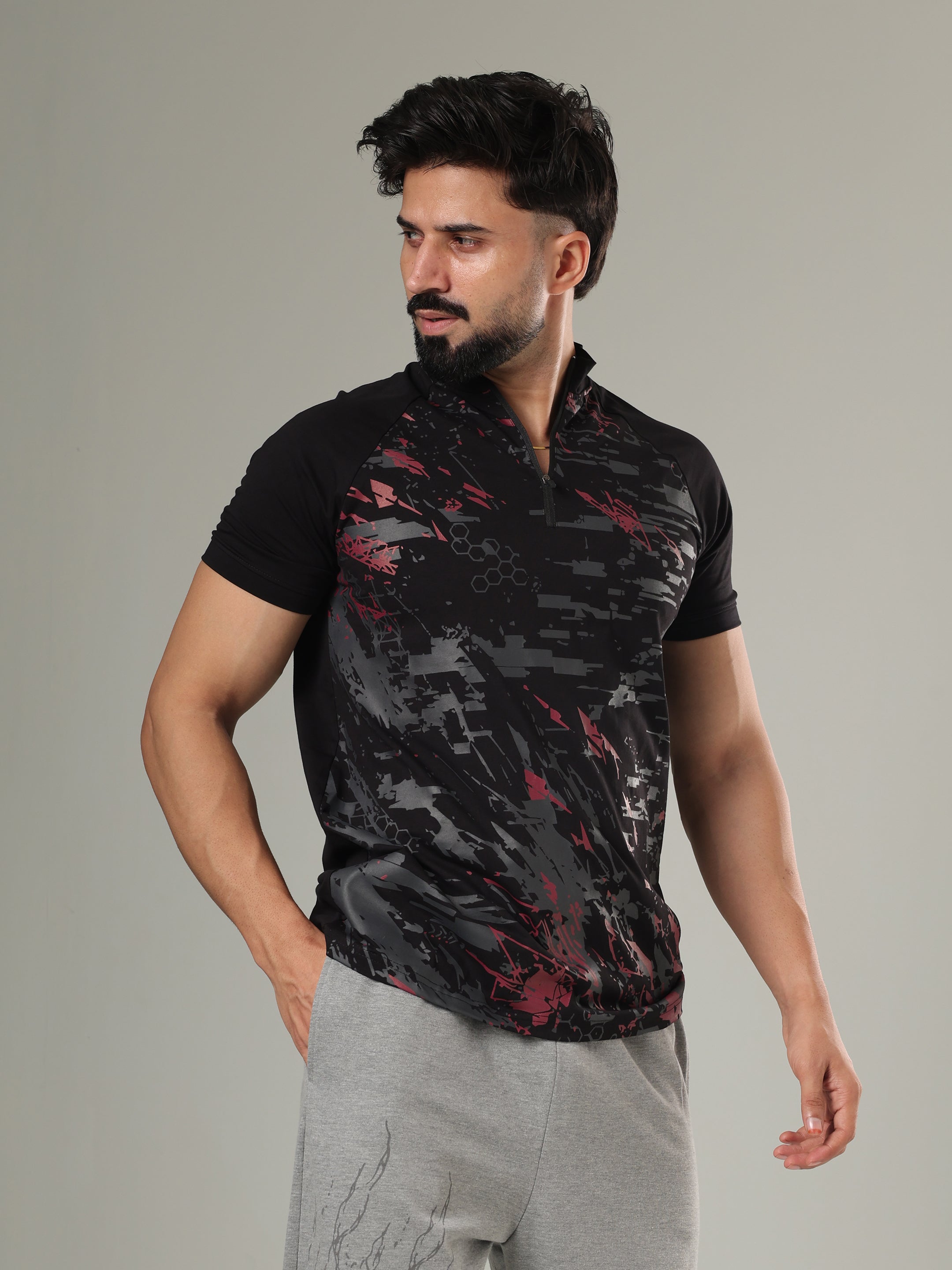 Grow Nitro Quarter Zip Tshirt Black Wine