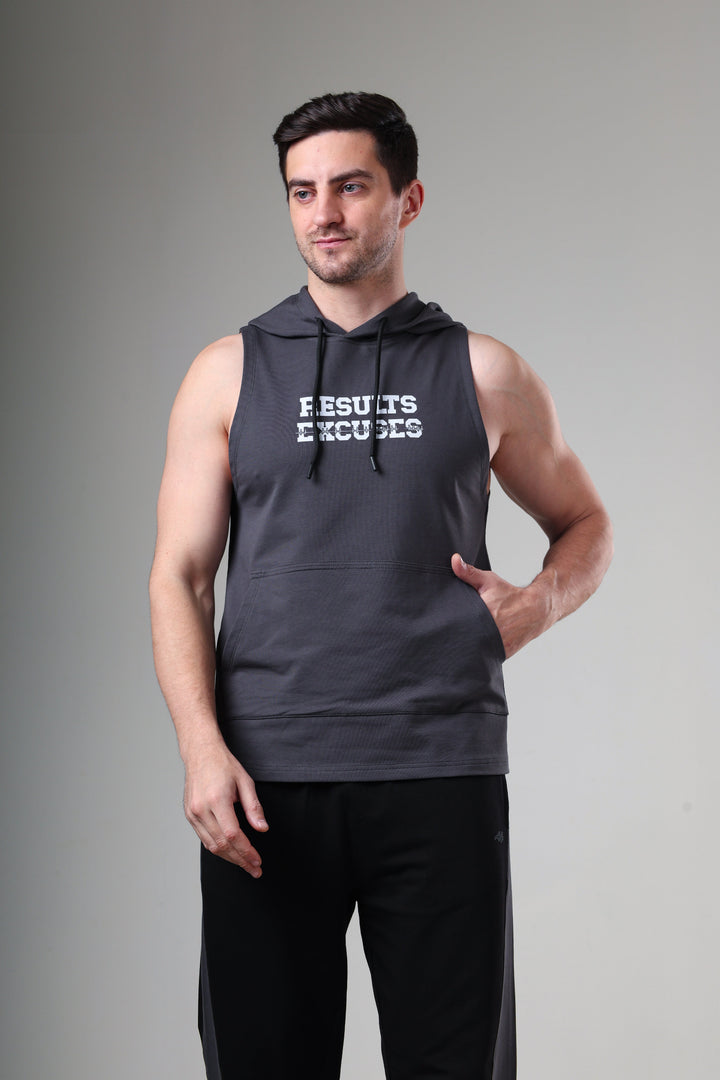 Results Sleeveless Hoodie Dark Grey