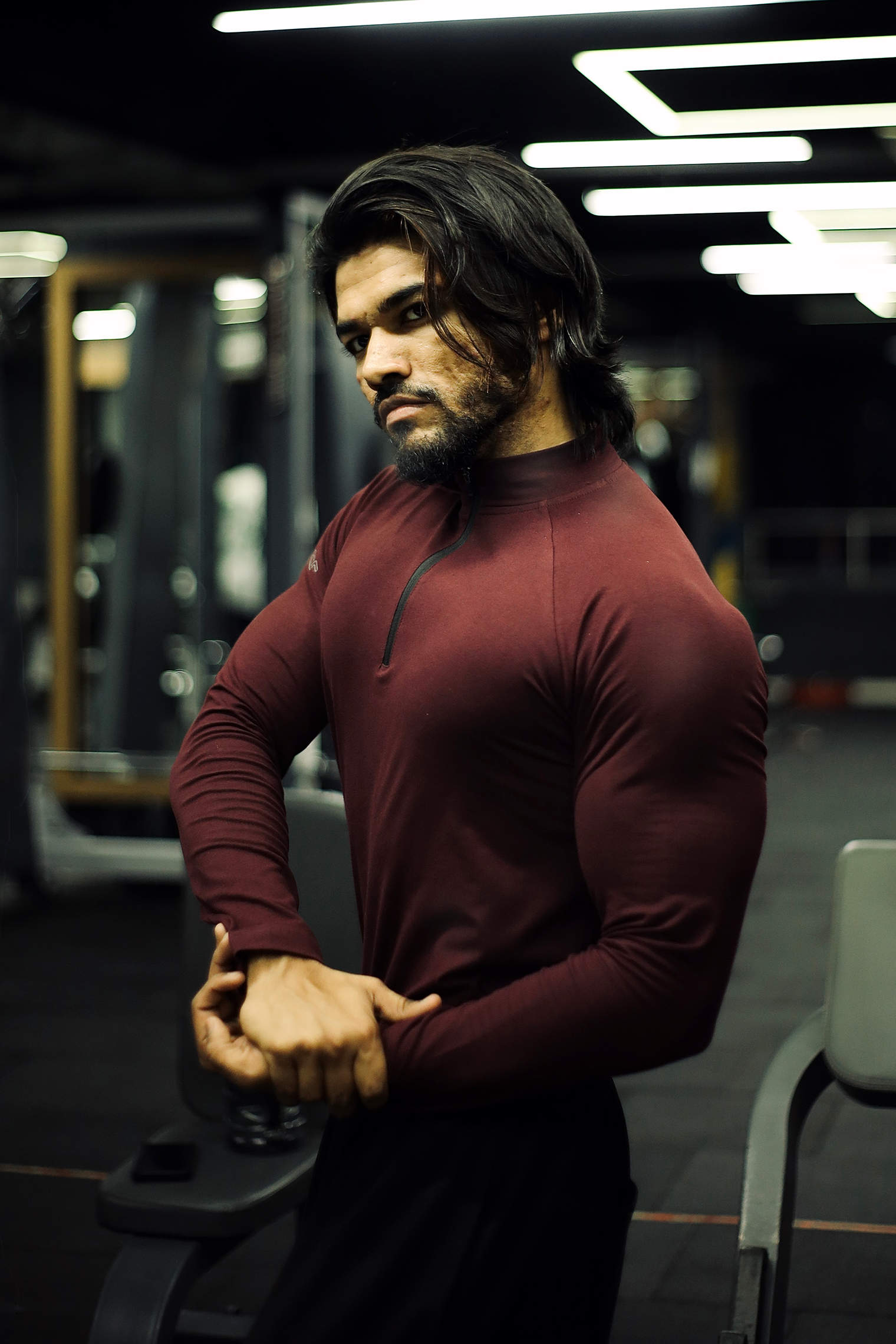 Quarter Zip T-Shirt (Cotton Feel) Wine