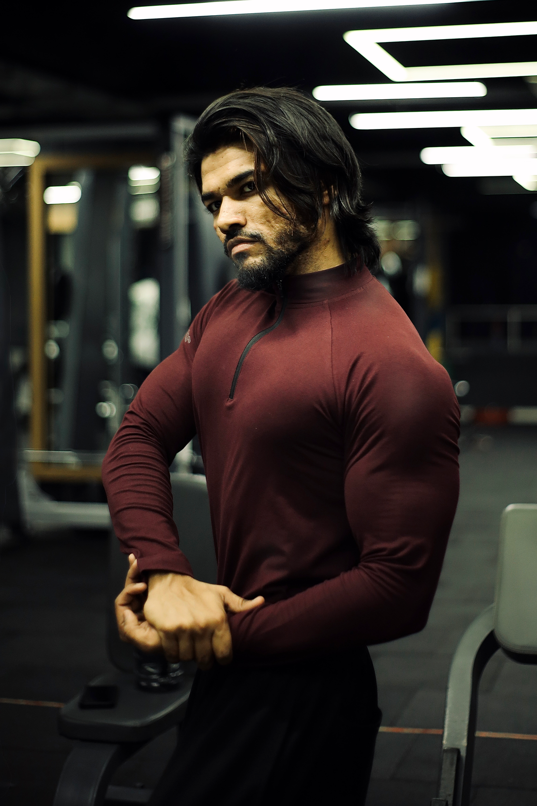 Quarter Zip T-Shirt (Cotton Feel) Wine