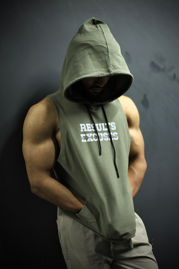 Results Sleeveless Hoodie Mid Grey