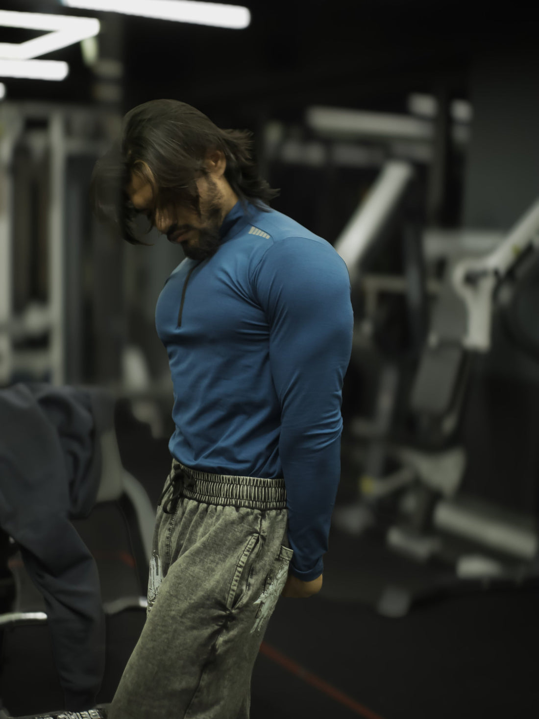 Quarter Zip Solid Full Sleeve T-Shirt (Cotton Feel) Airforce