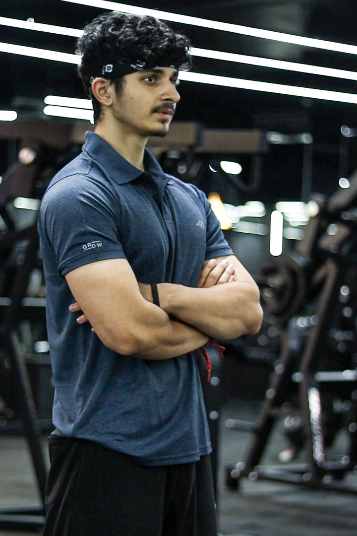 Melange Polo T-Shirt Navy