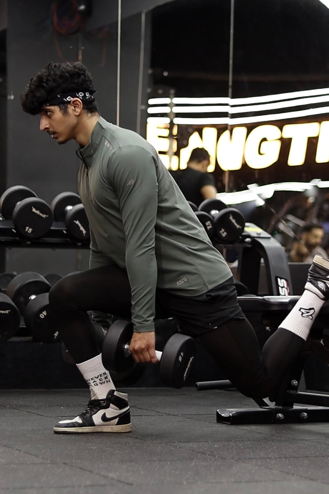 Quarter Zip Solid Full Sleeve T-Shirt (Cotton Feel) Olive