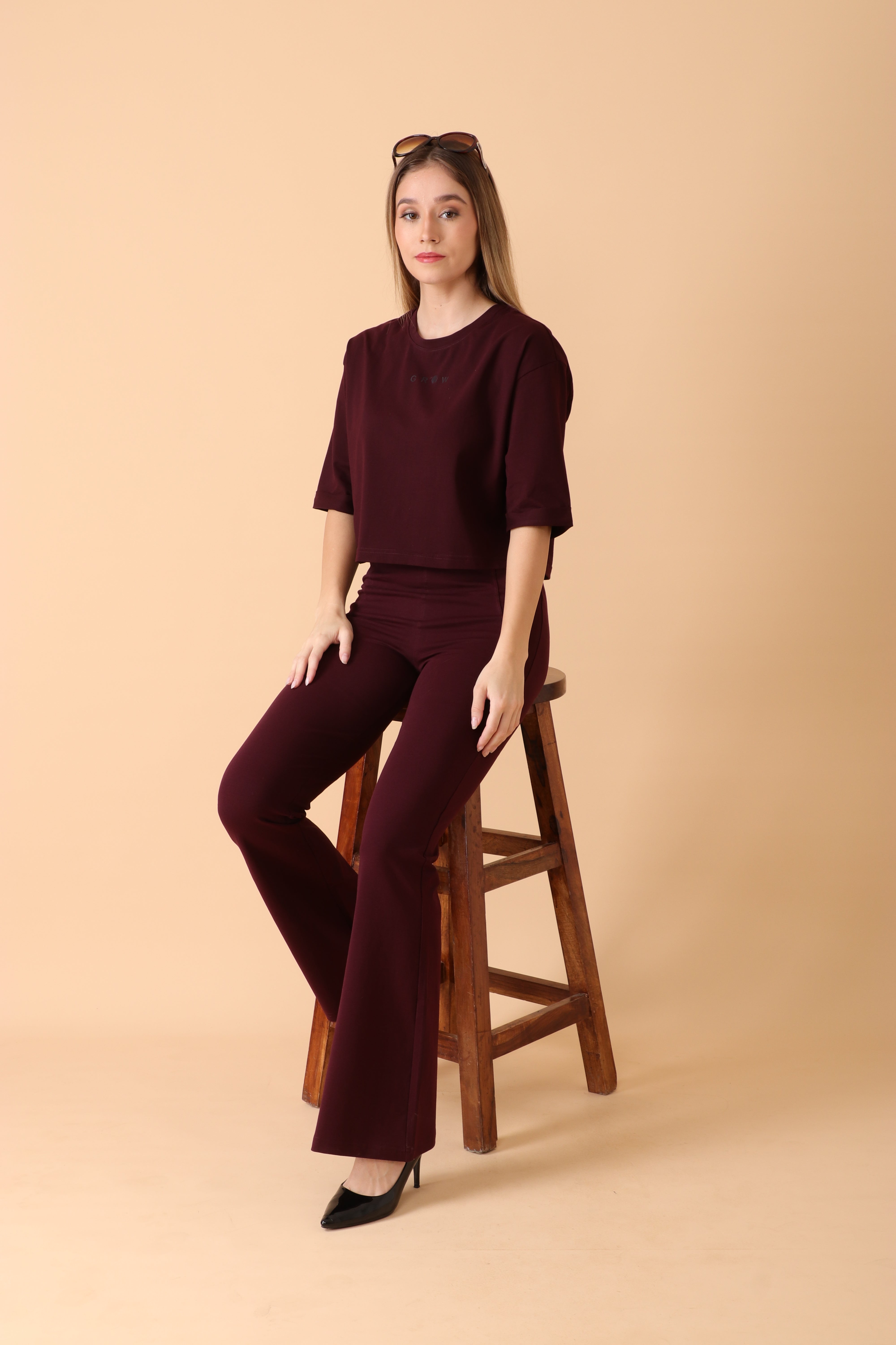 Easy Breezy Flare Pant Velvet Wine