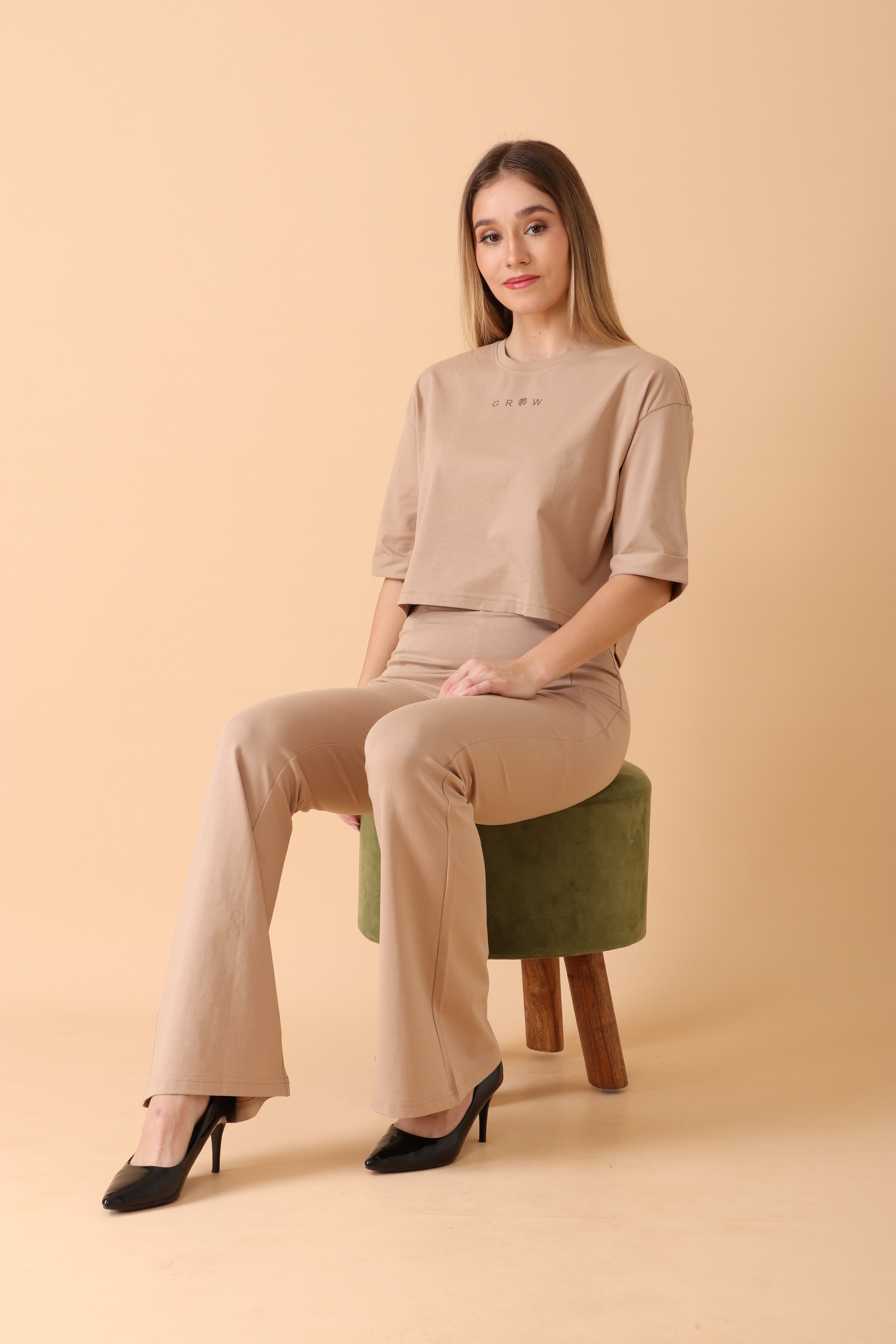 Easy Breezy Flare Pant Beige, Please