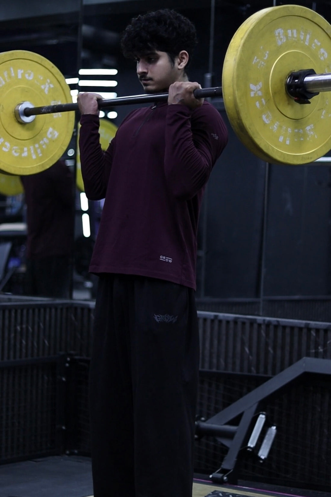 Quarter Zip Solid Full Sleeve T-Shirt (Cotton Feel) Wine